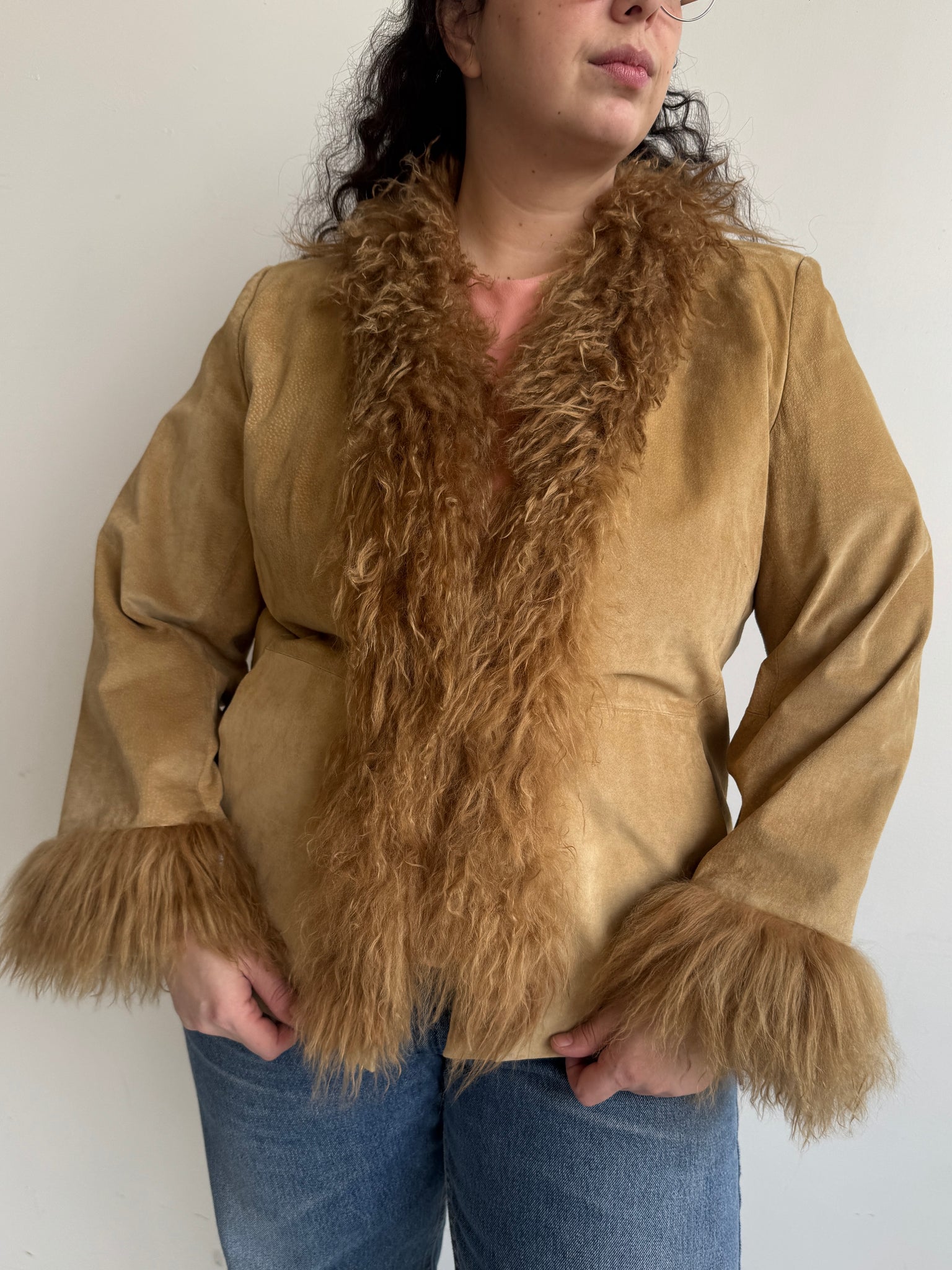 Vintage - Camel Leather Fur Jacket (2X)