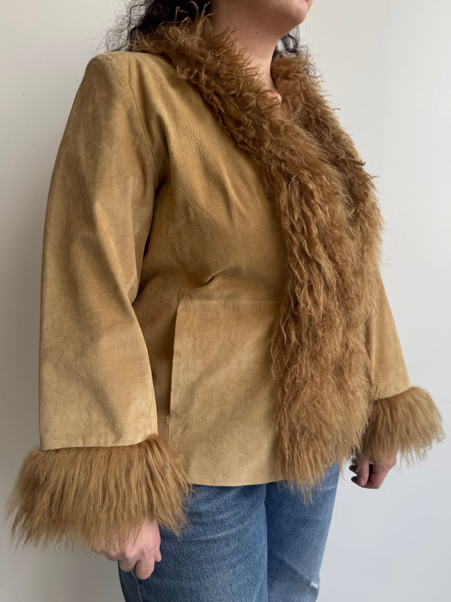 Vintage - Camel Leather Fur Jacket (2X)