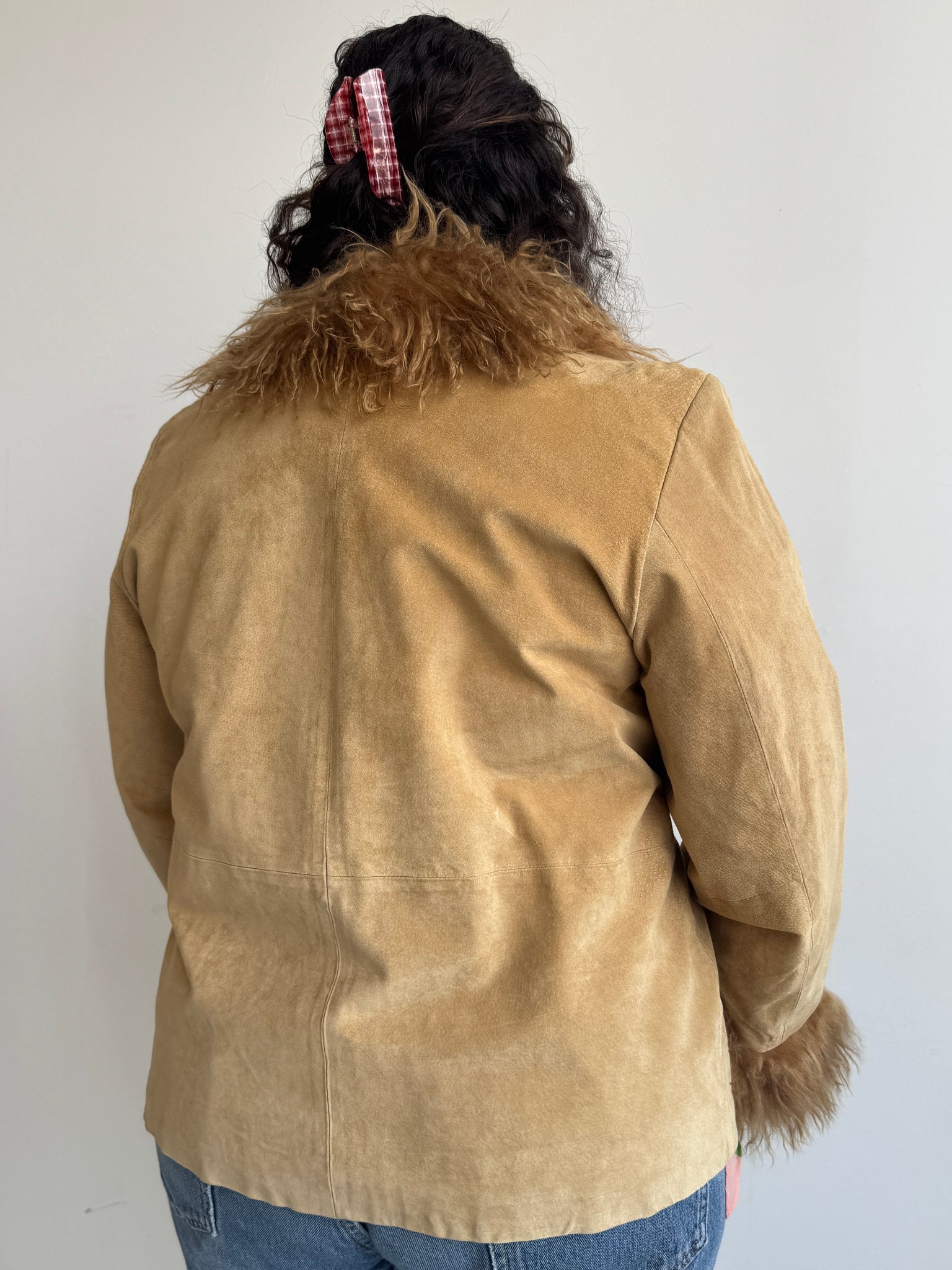 Vintage - Camel Leather Fur Jacket (2X)