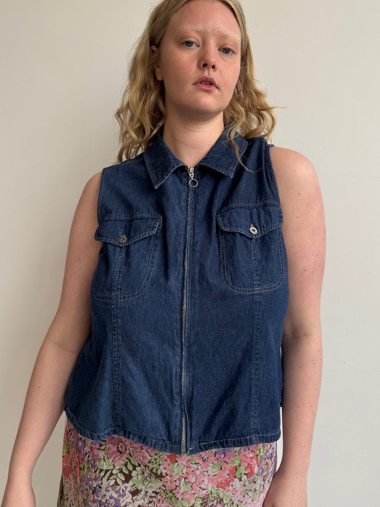 Vintage - Denim Zip Up Vest (XL)