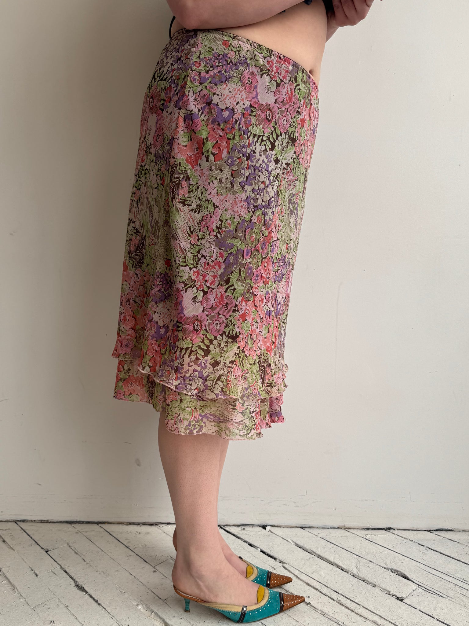 Vintage - Floral Midi Bias Skirt (XL/1X)