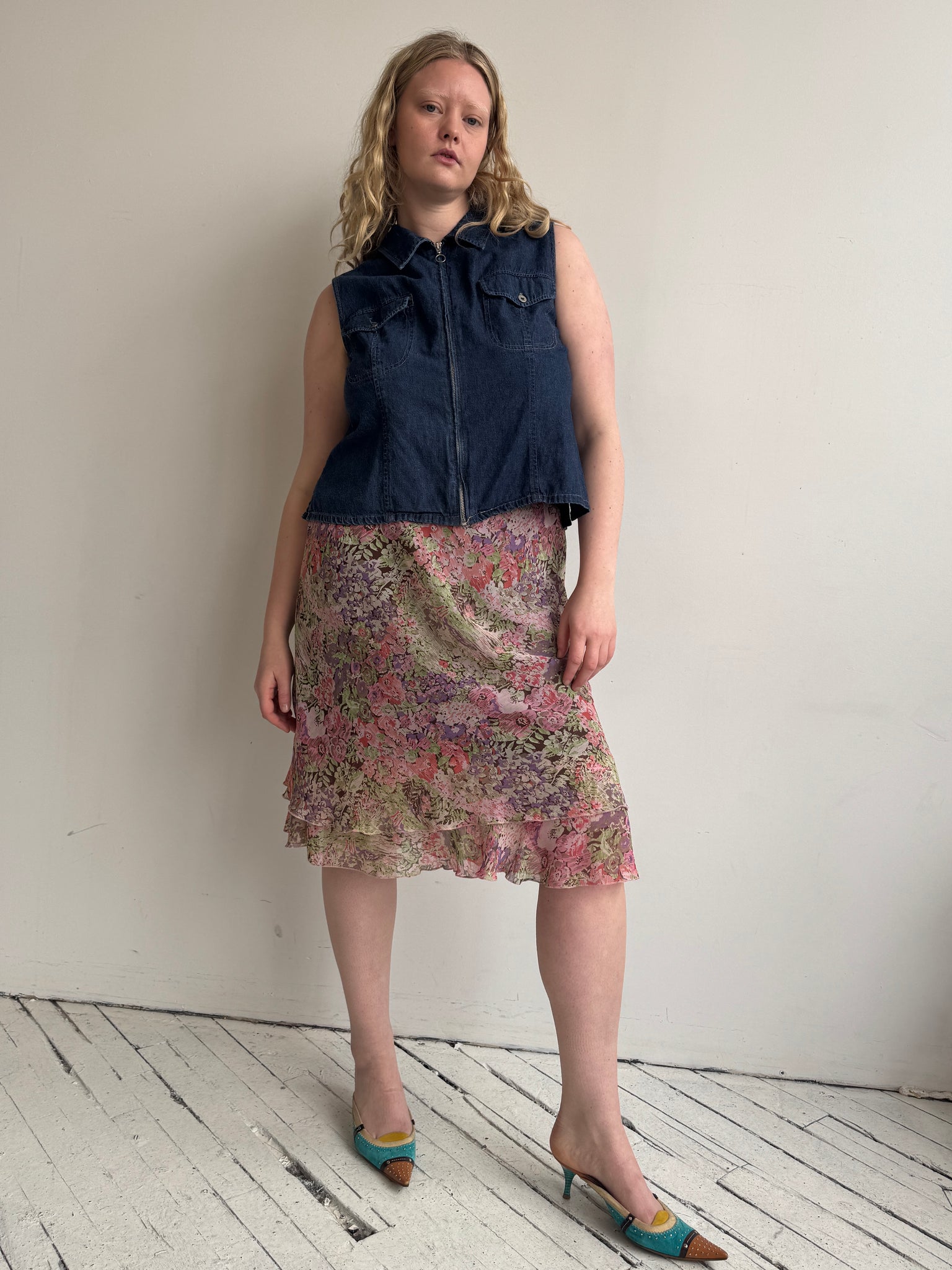 Vintage - Floral Midi Bias Skirt (XL/1X)