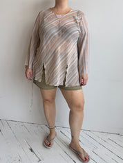 Vintage - Striped Sheer Top (2X)