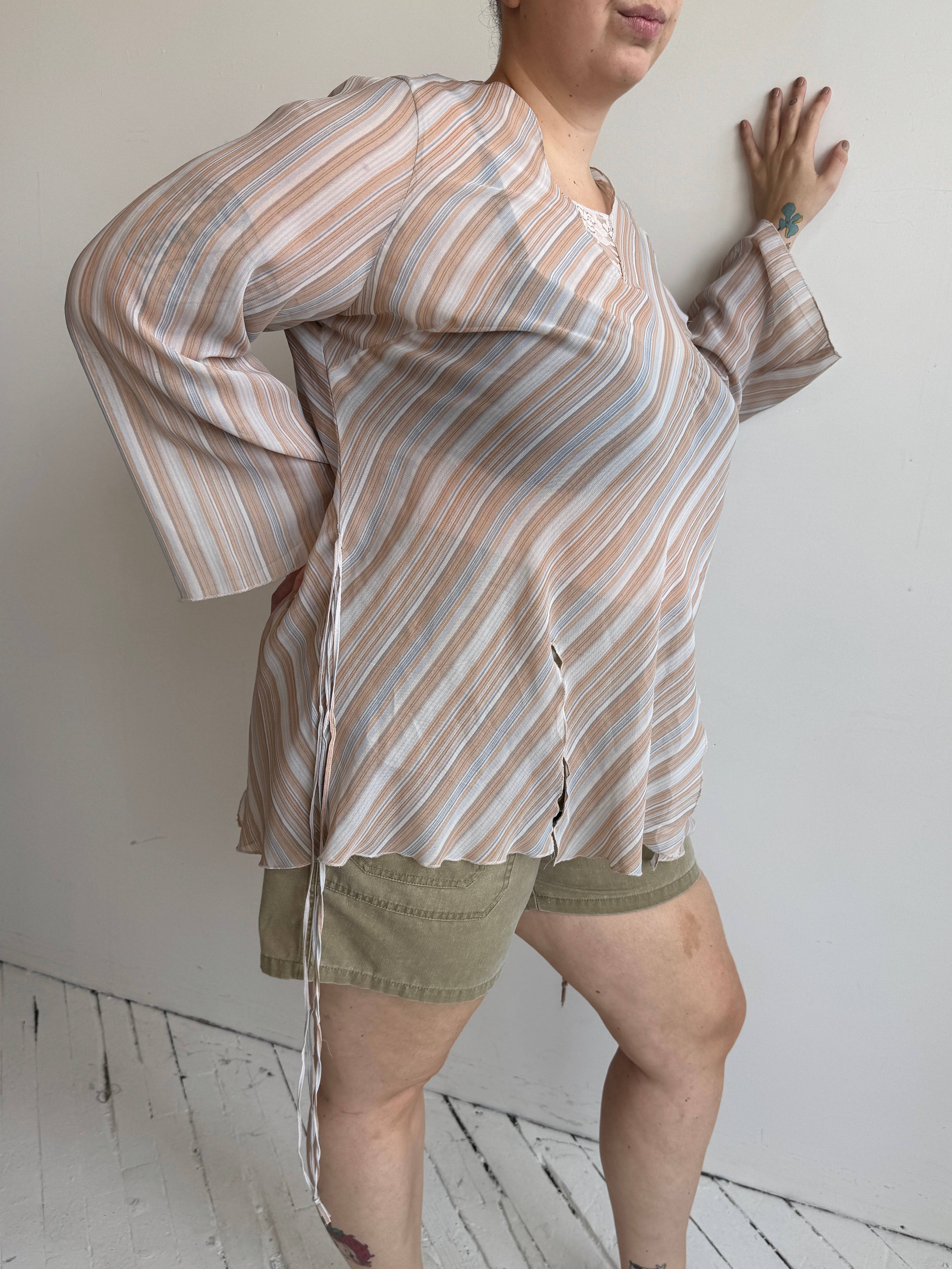 Vintage - Striped Sheer Top (2X)