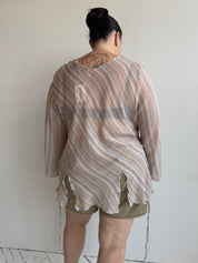 Vintage - Striped Sheer Top (2X)