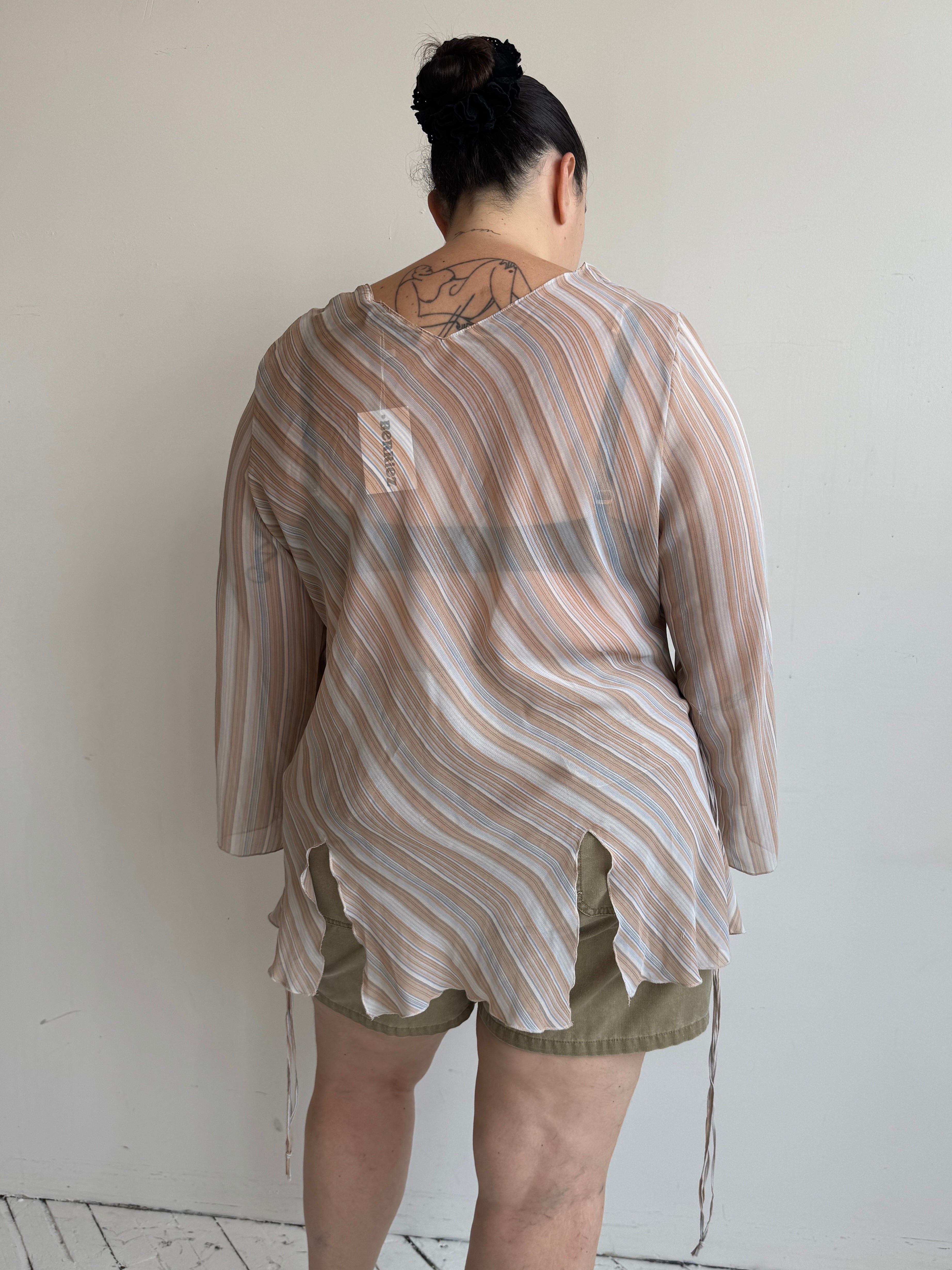 Vintage - Striped Sheer Top (2X)