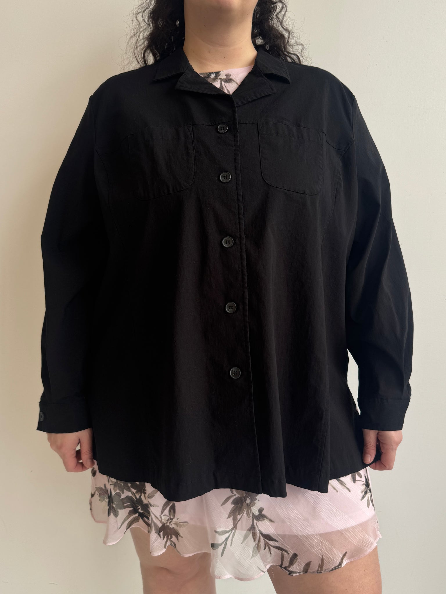 Vintage - Black Button Down Top (3X/4X)