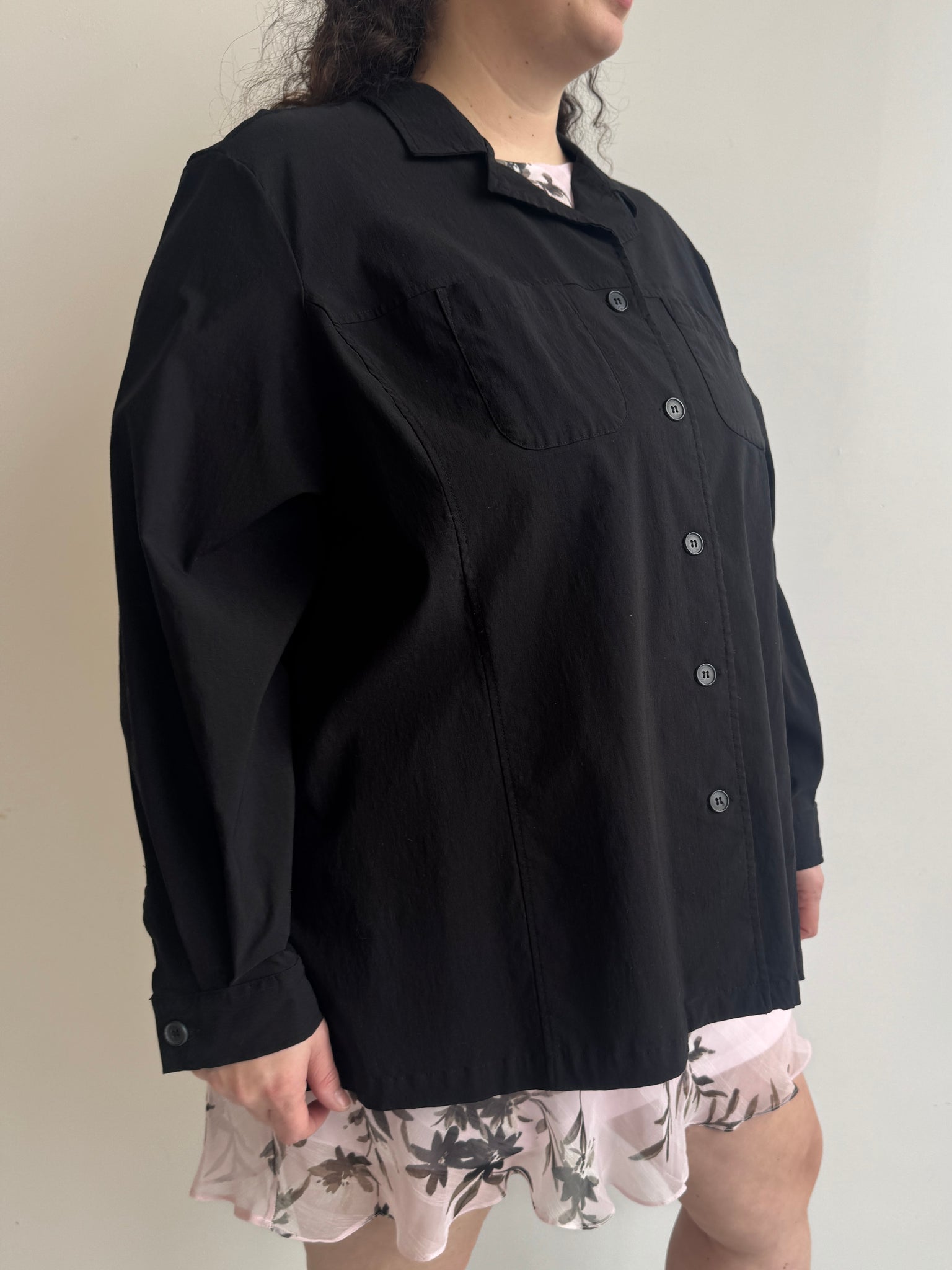 Vintage - Black Button Down Top (3X/4X)