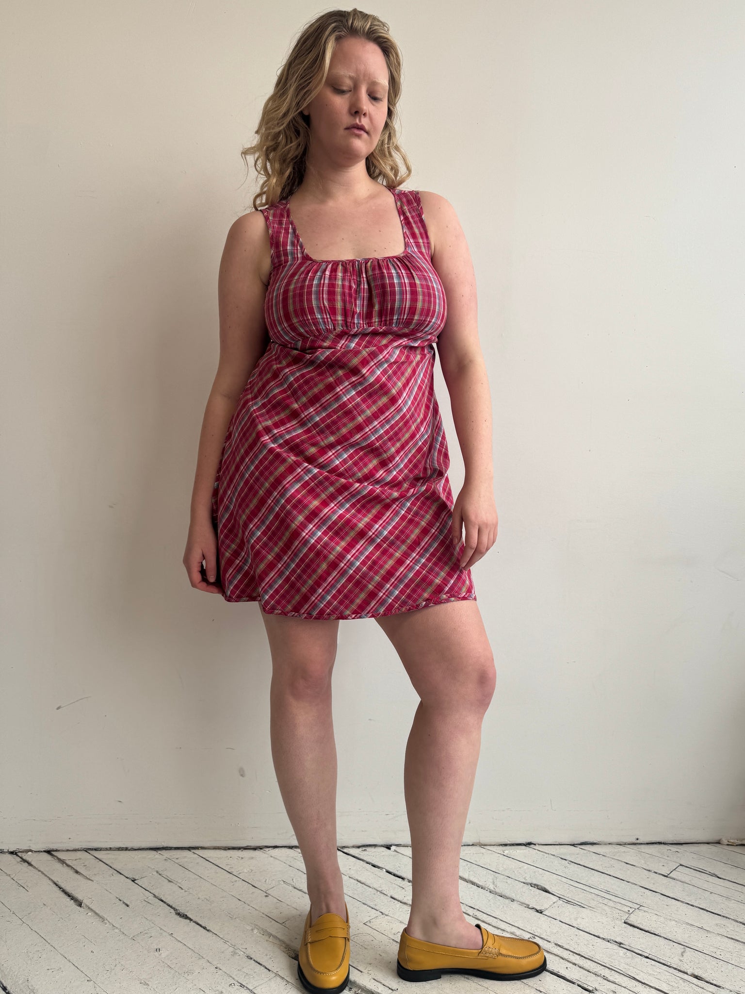 Vintage - Pink Plaid Sun Dress (L/XL)