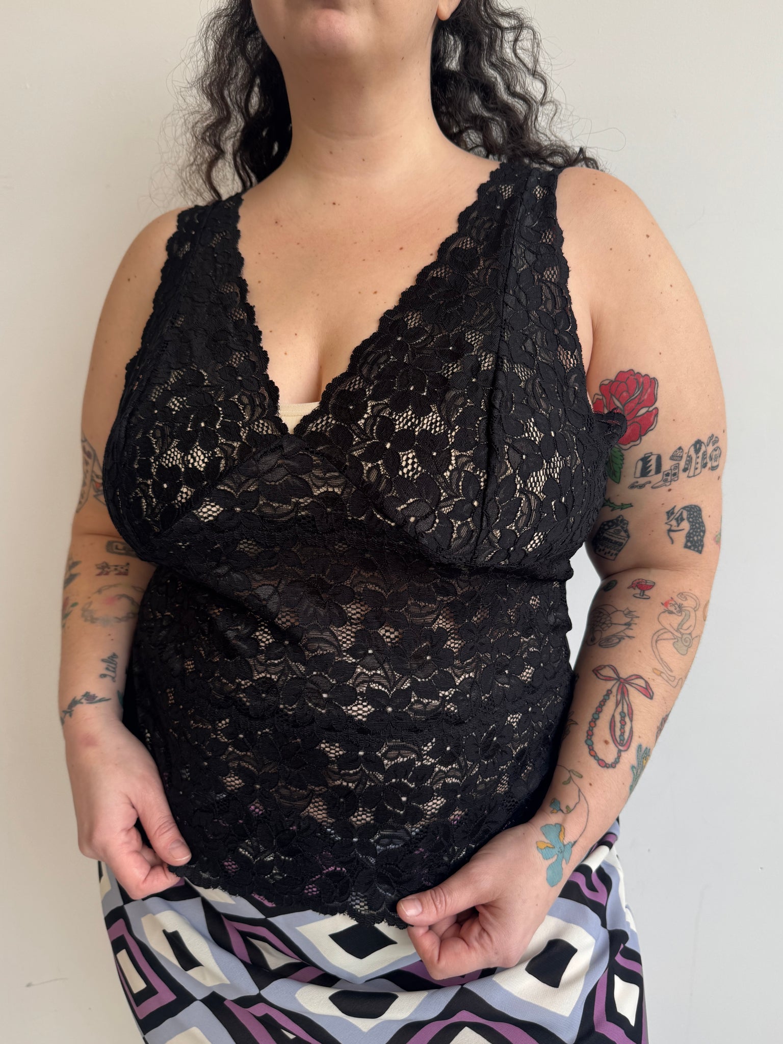 Vintage - Sheer Black Lace Tank (1X/2X)