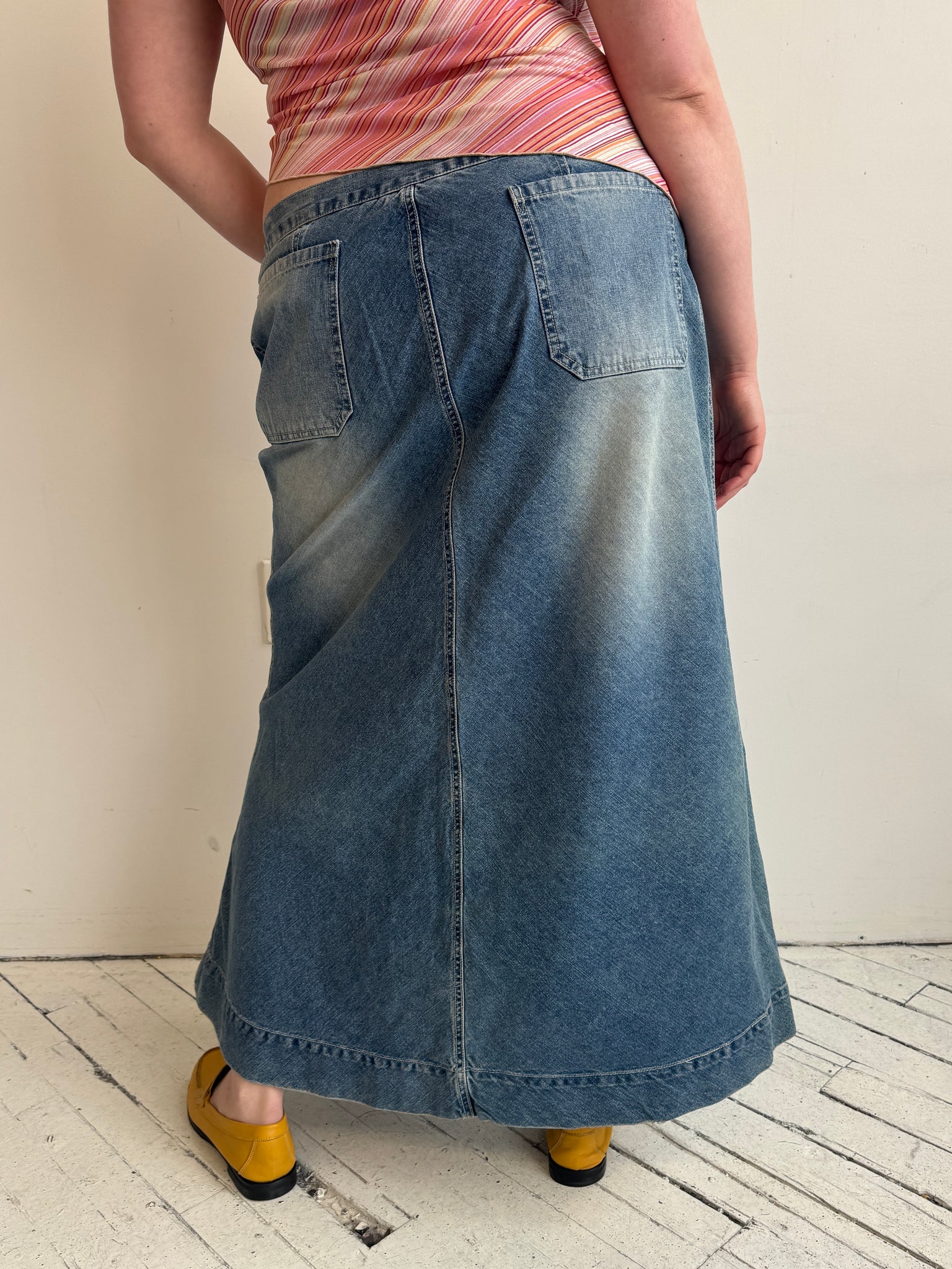 Vintage - Denim Sailor Maxi Skirt (XL/1X)