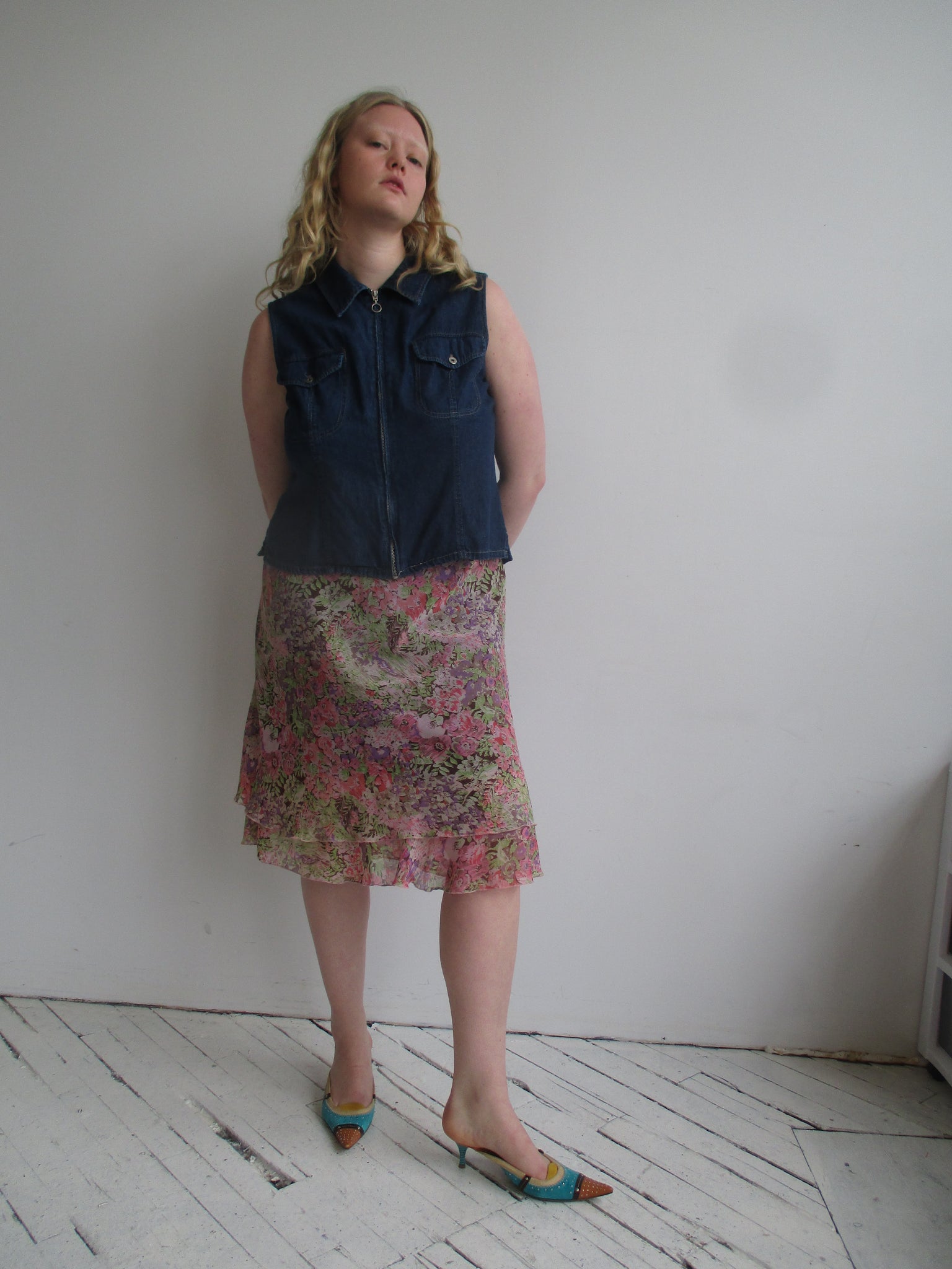 Vintage - Floral Midi Bias Skirt (XL/1X)