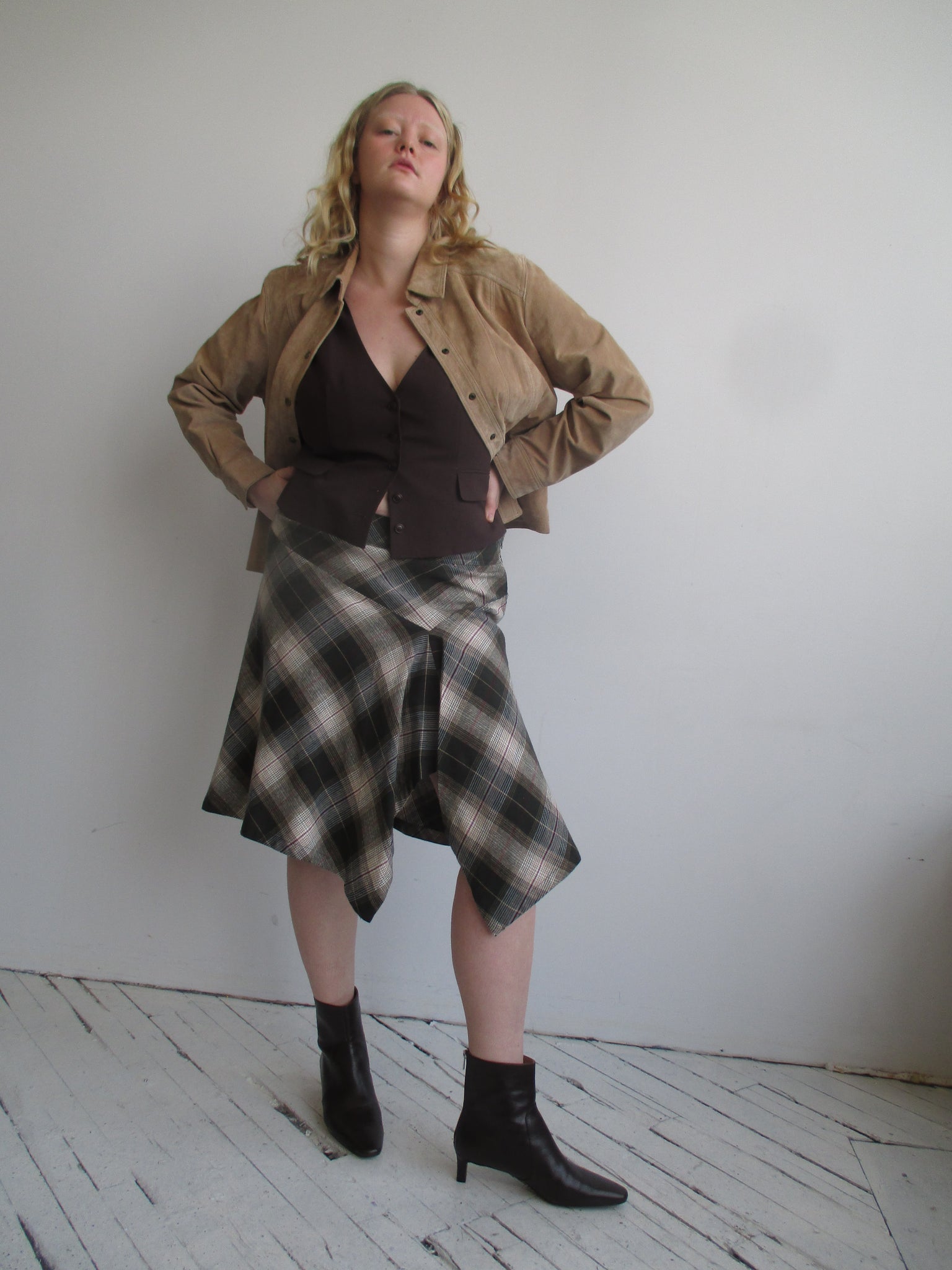 Vintage - Plaid Midi Skirt (XL)