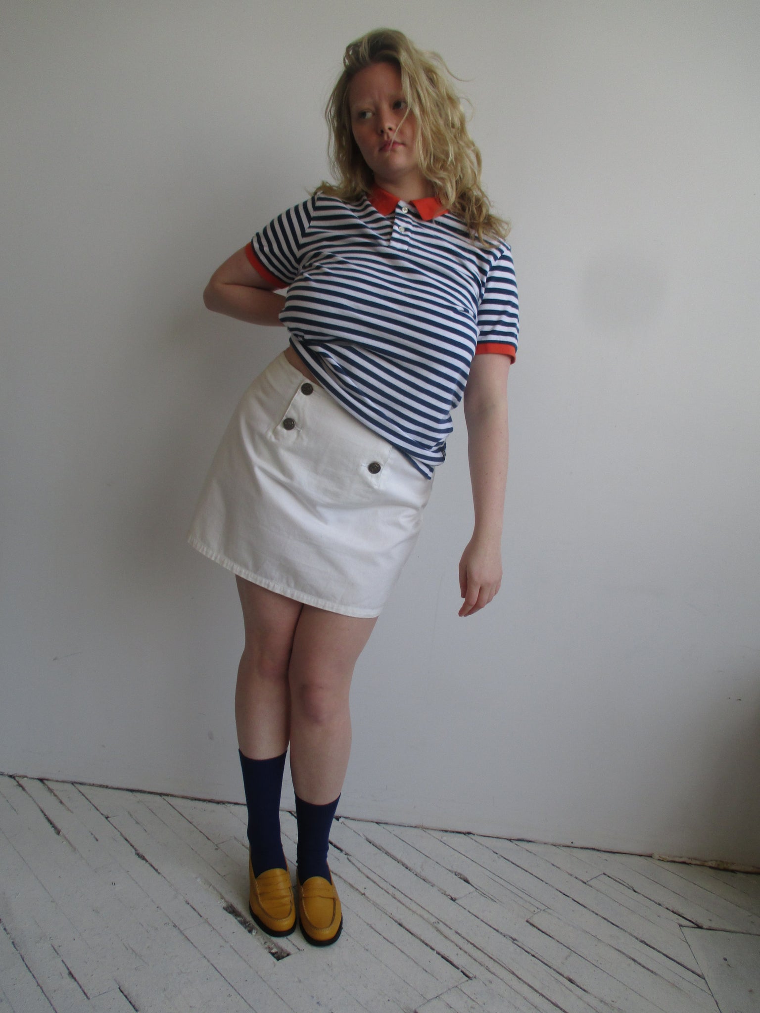 Vintage - Striped Polo Top (L/XL)