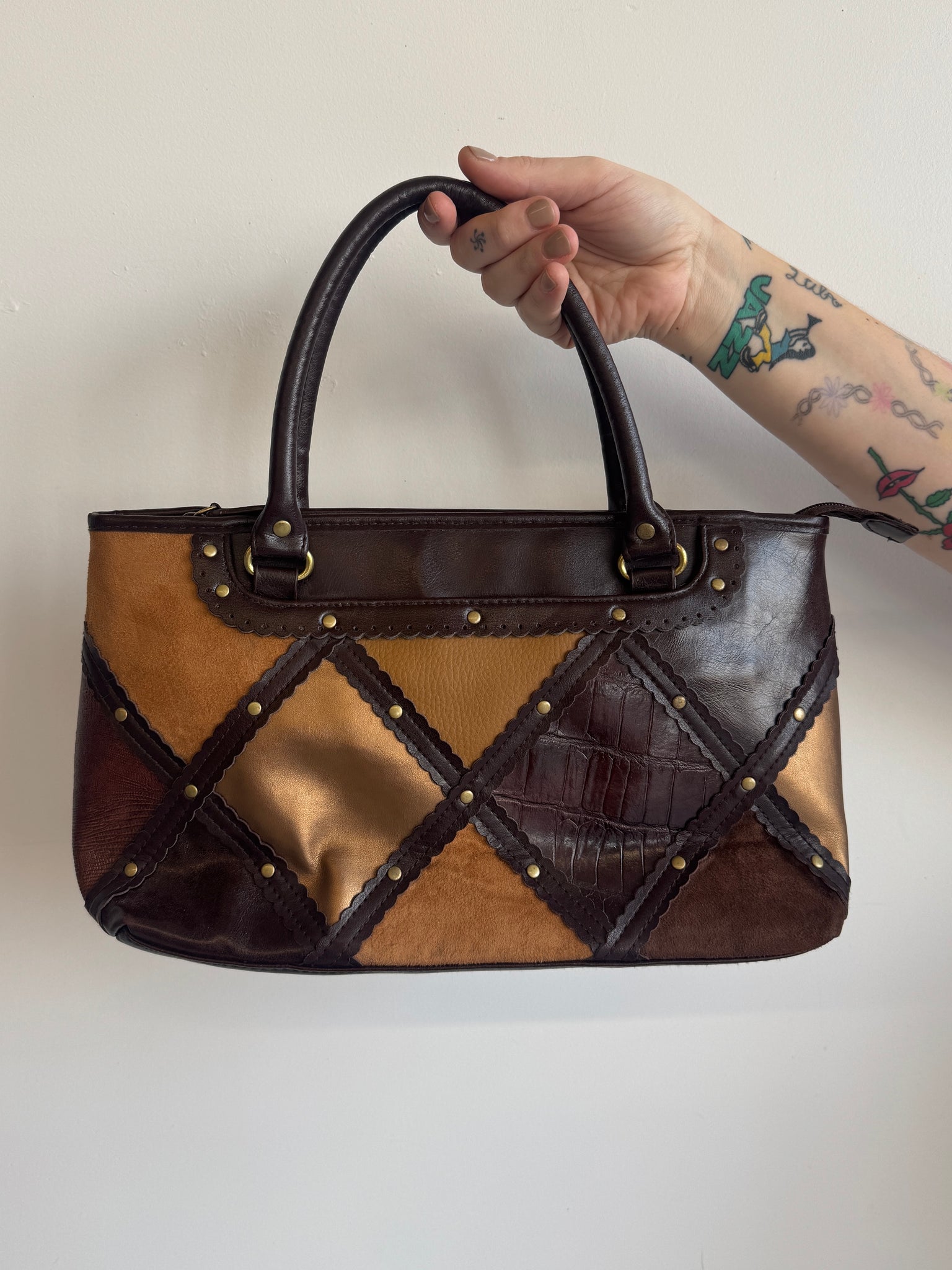 Vintage - Brown Leather Patchwork Bag