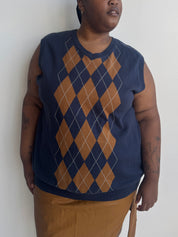 Vintage - Navy Argyle Vest (4X)