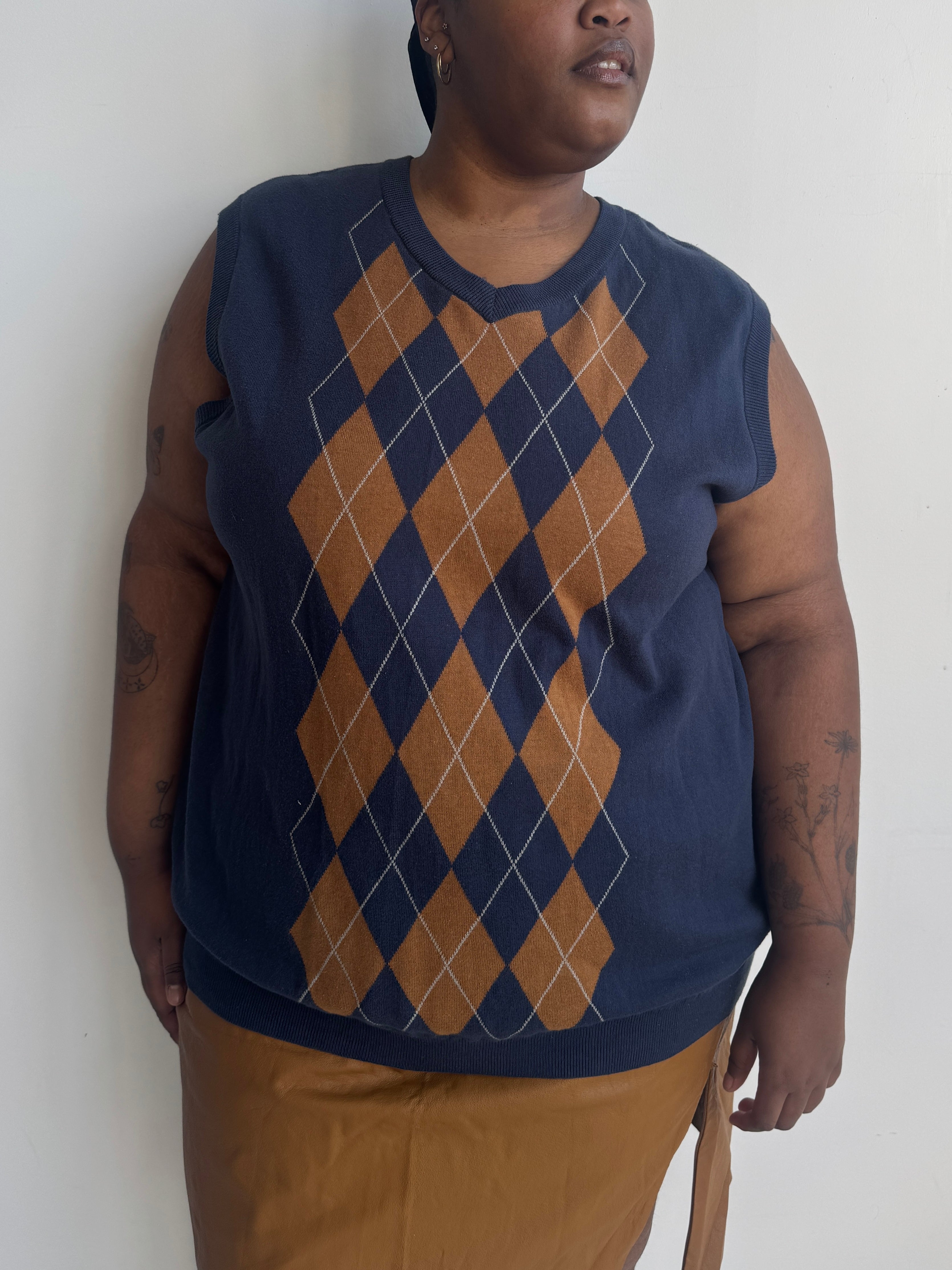 Vintage - Navy Argyle Vest (4X)