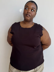 Vintage - Brown Knit Tank with Gold Studs (2X/3X)