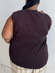Vintage - Brown Knit Tank with Gold Studs (2X/3X)
