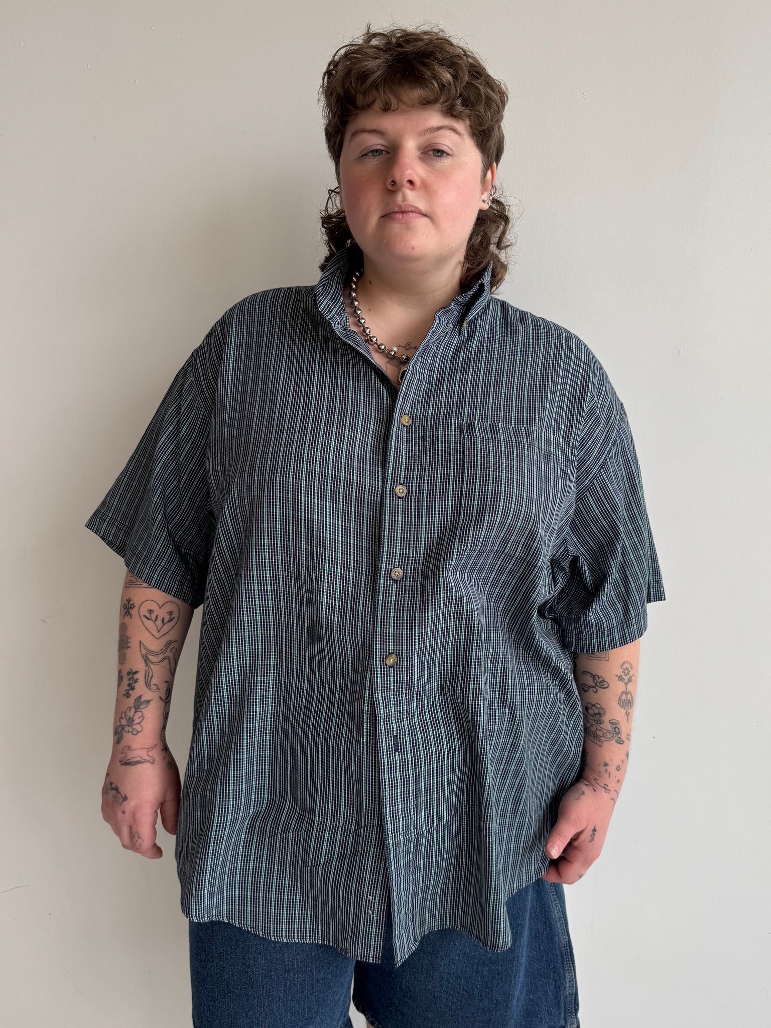 Vintage - Short Sleeve Plaid Shirt (2X)