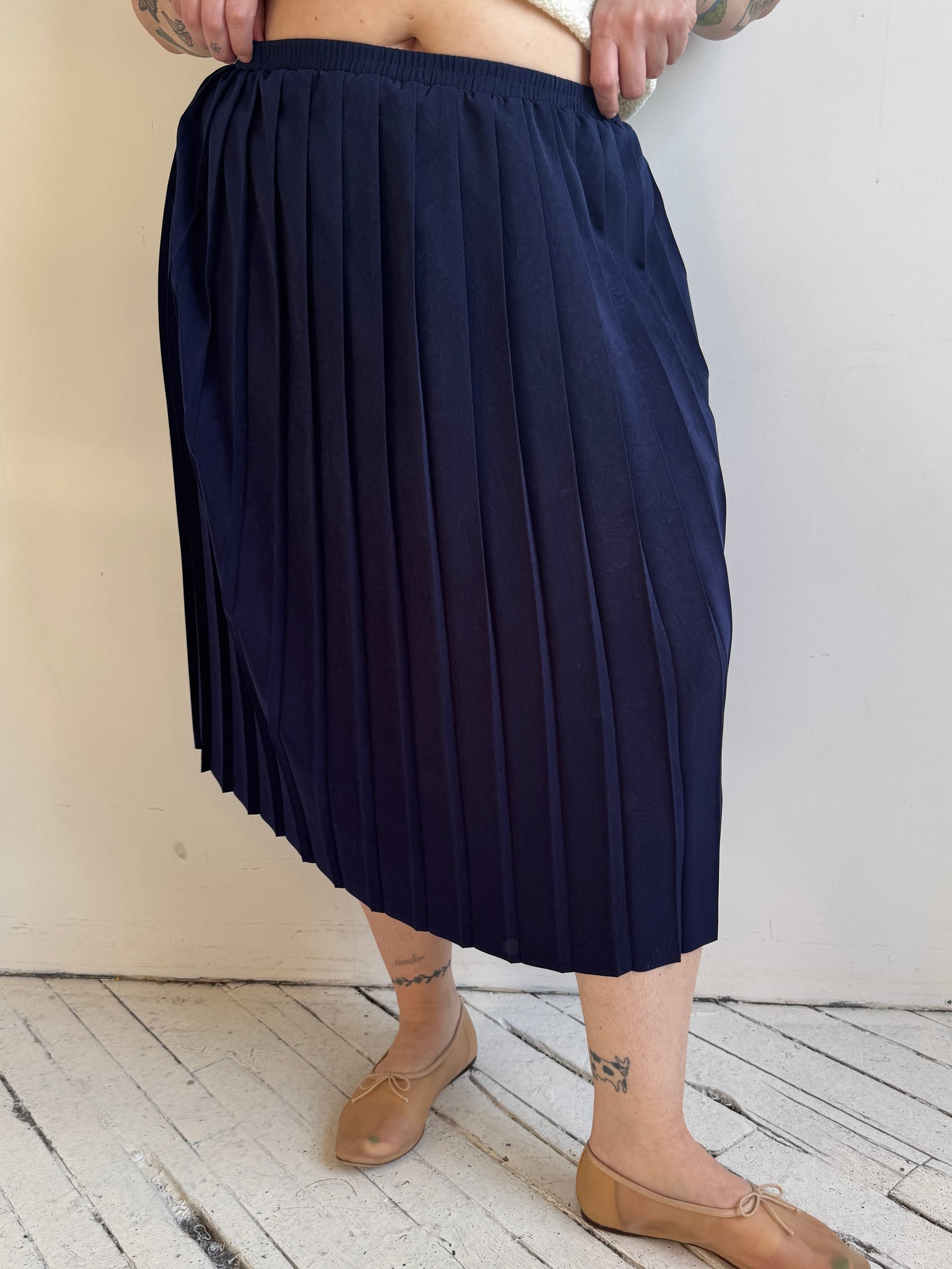 Vintage - Blue Pleated Skirt (XL-2X)