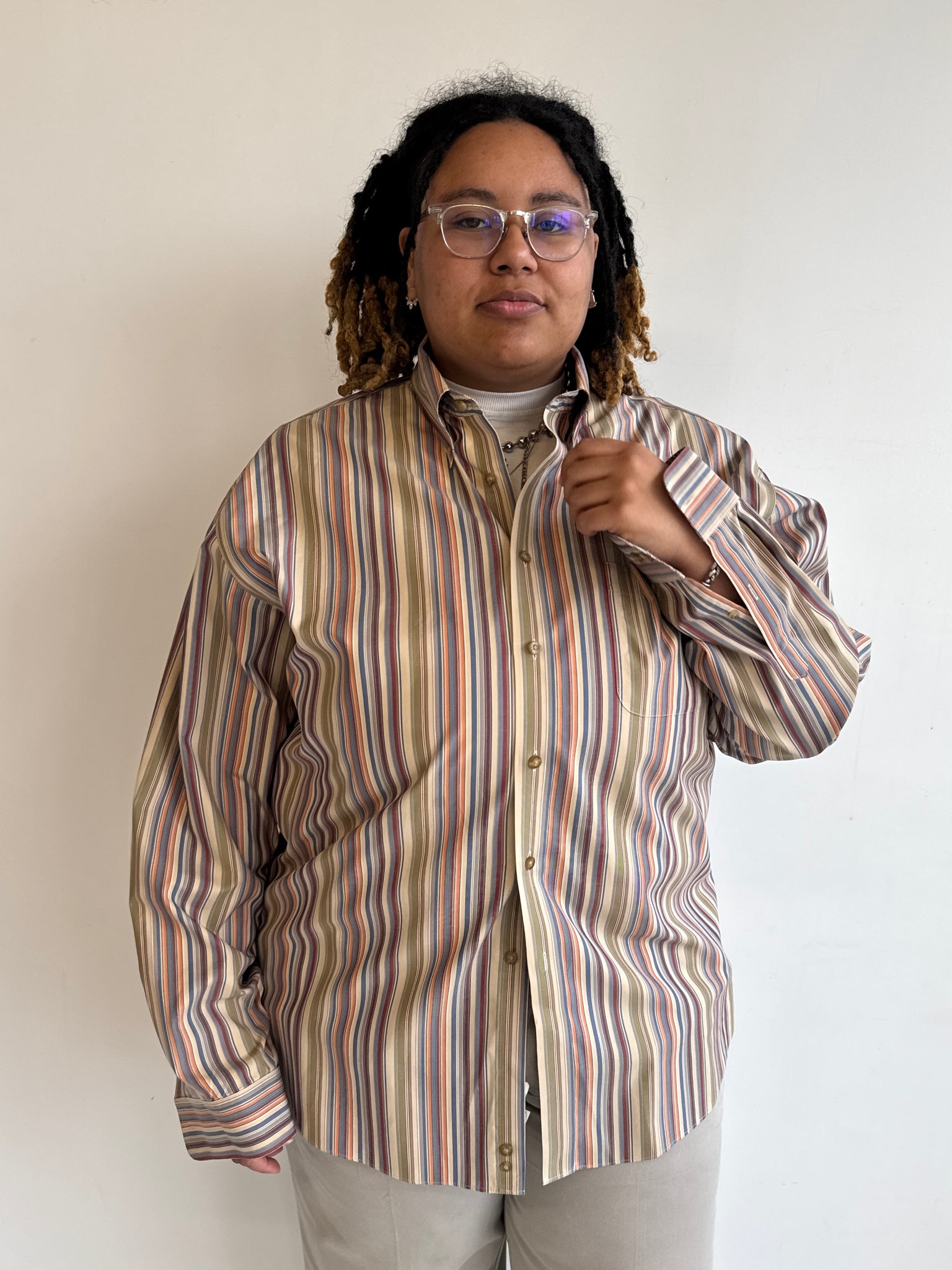 Vintage - Cotton Neutral Striped Shirt (2X)