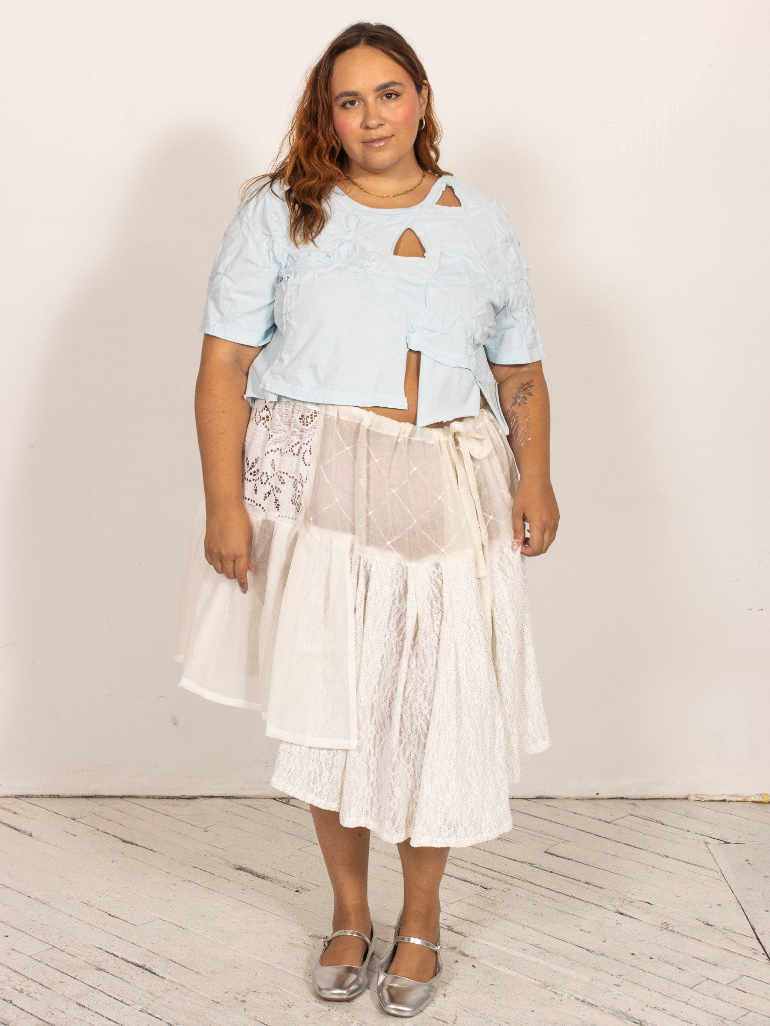 makmak - White Lace Asymmetrical Skirt (S-5X)