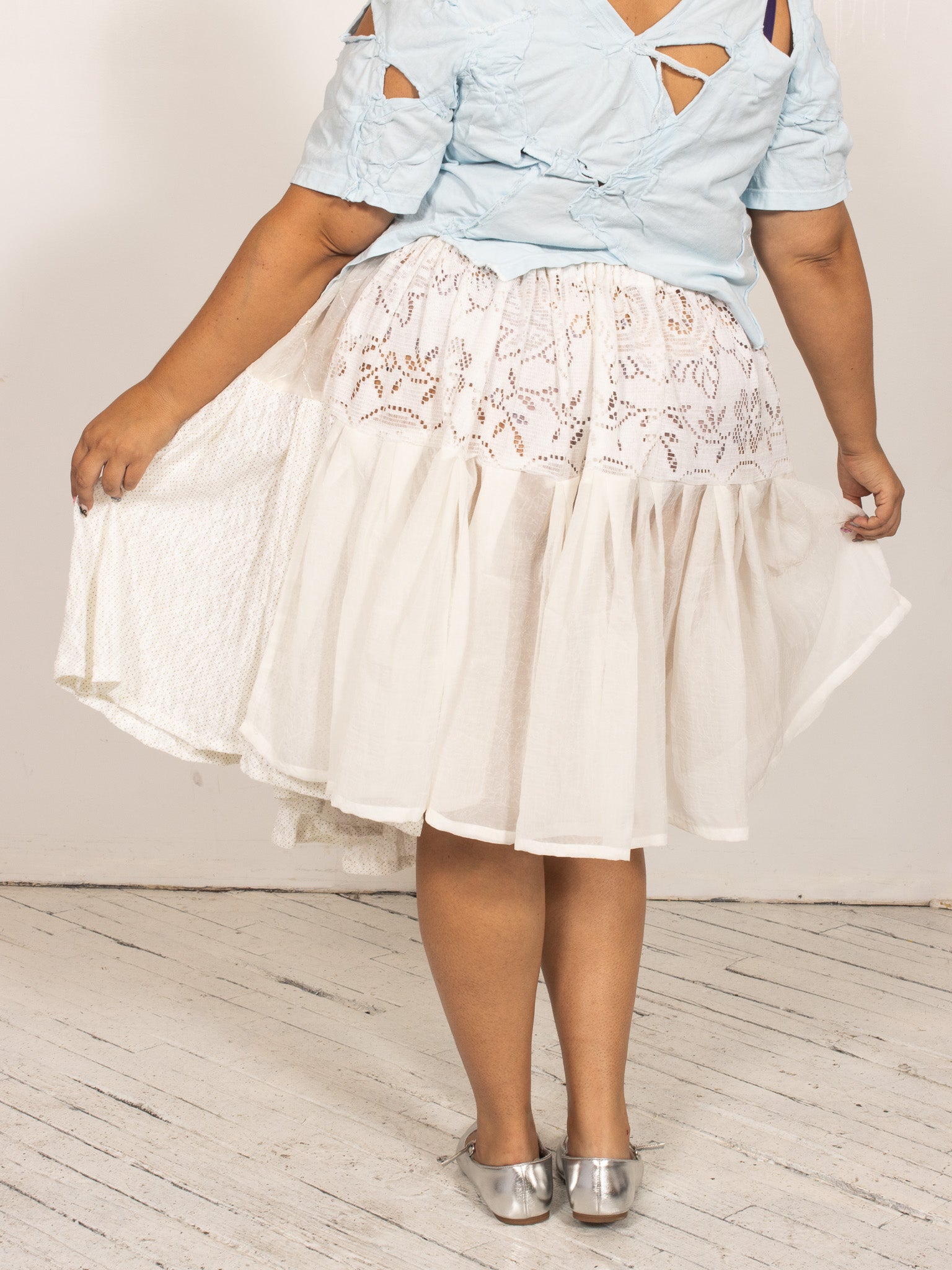 makmak - White Lace Asymmetrical Skirt (S-5X)