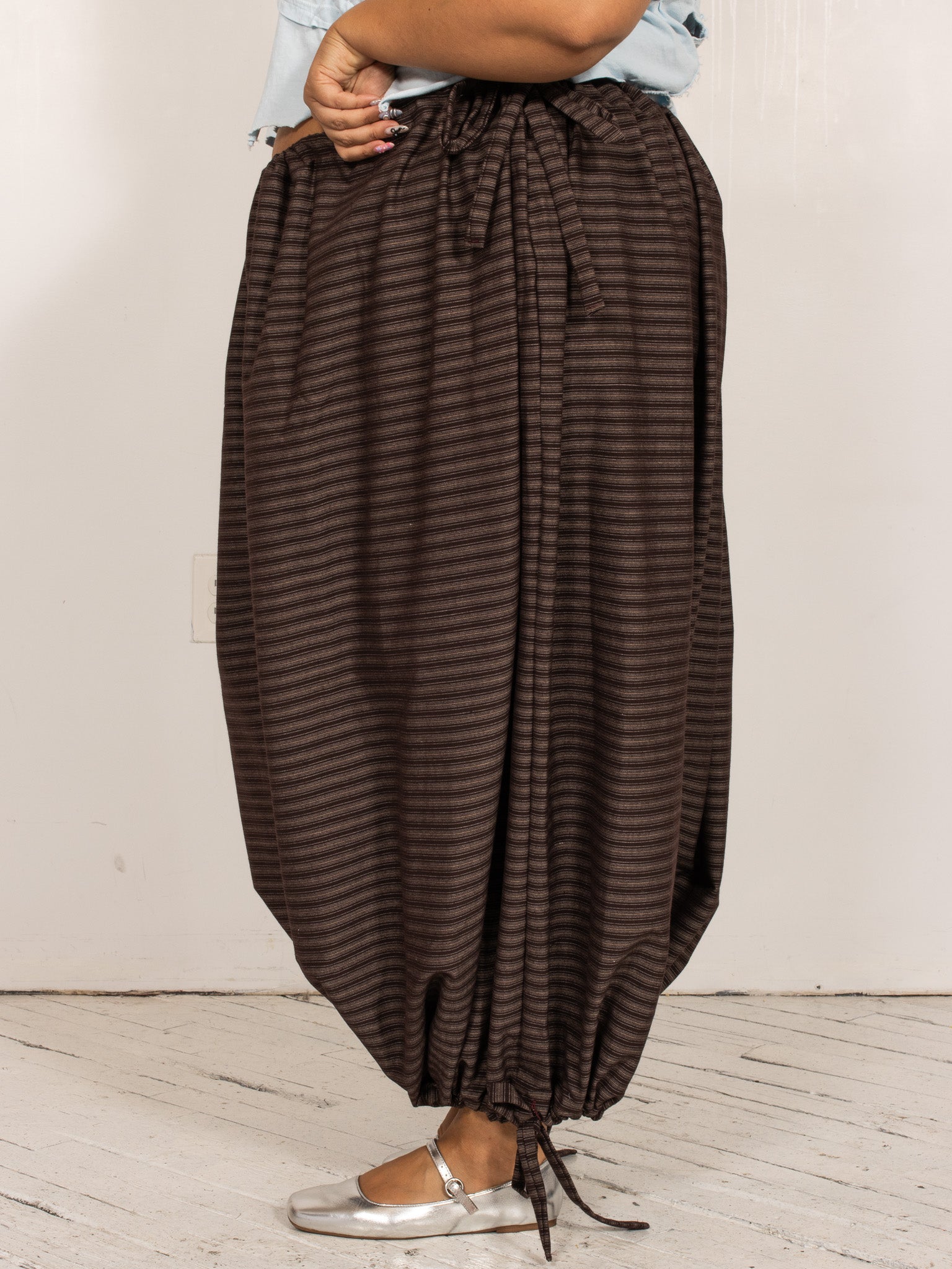 makmak - Brown Drawstring Bloomer Pants (S-5X)