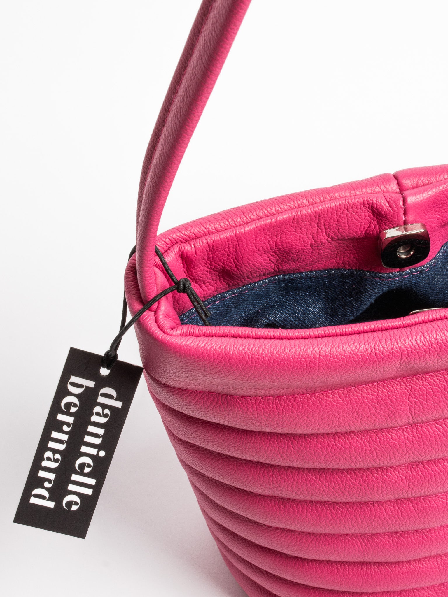 Danielle Bernard - Magenta Leather Puffer Bucket Bag