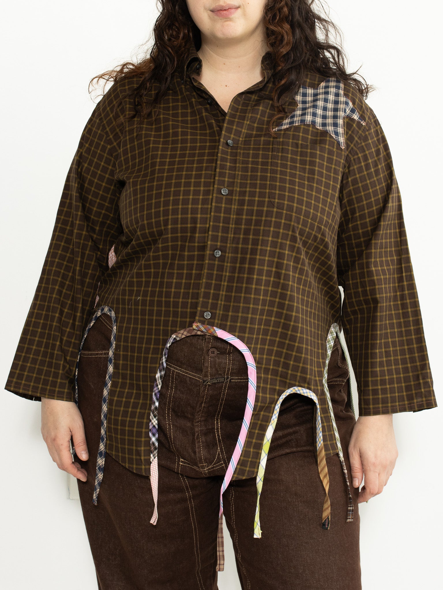 Tiberi - Brown Plaid Reworked Star Shirt (1X)