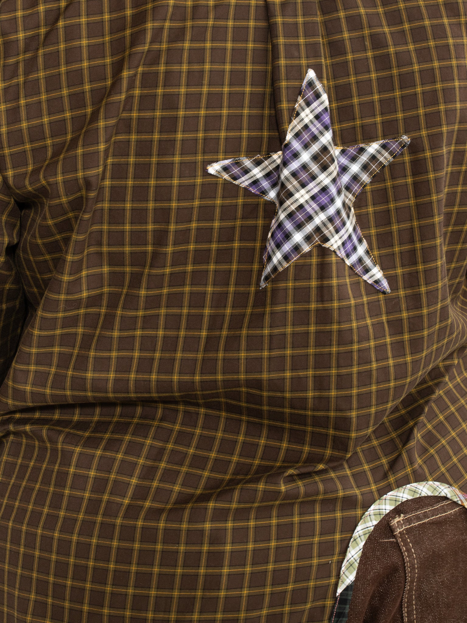 Tiberi - Brown Plaid Reworked Star Shirt (1X)