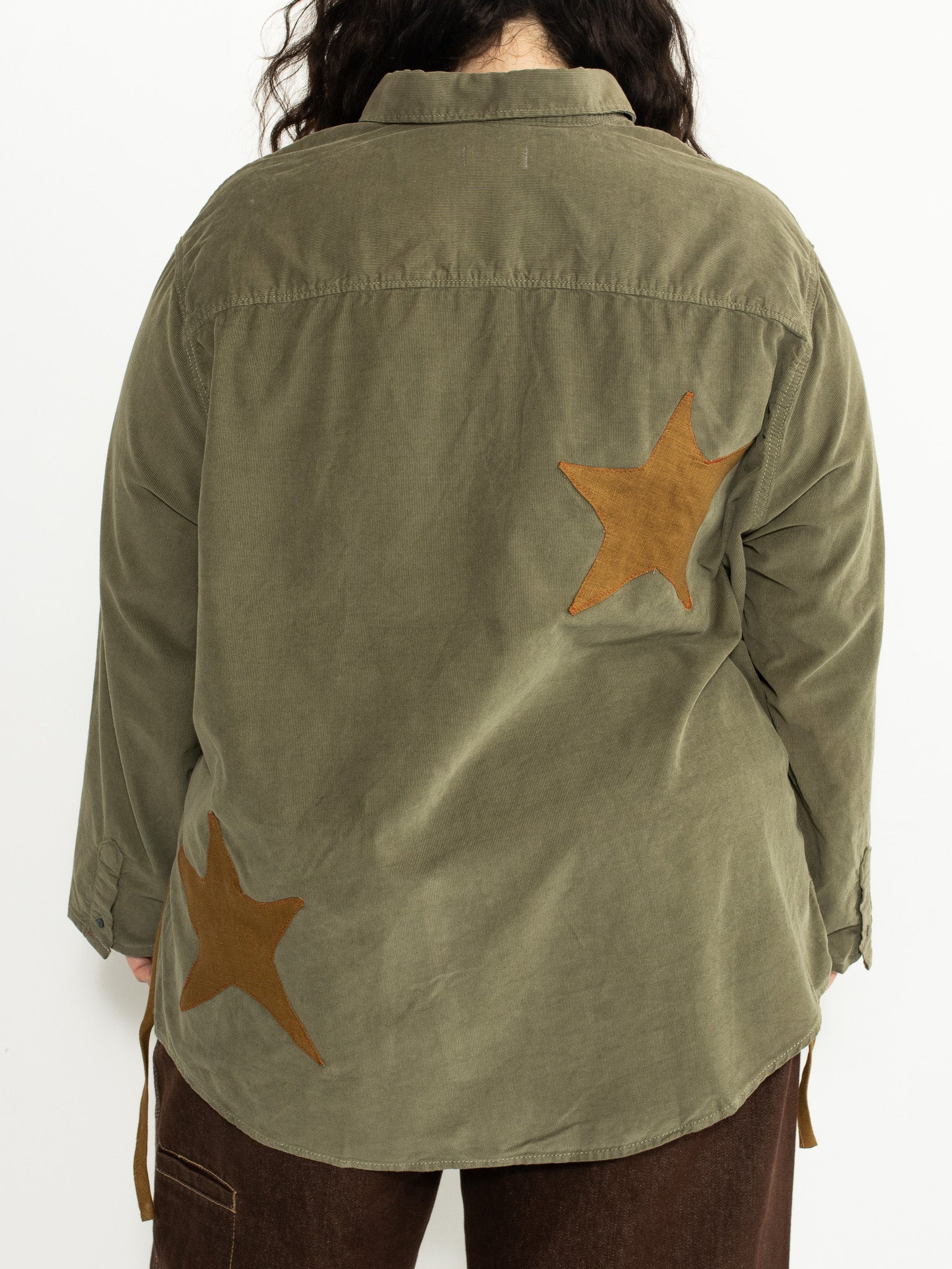 Tiberi - Green Corduroy Reworked Star Shirt (2X/3X)