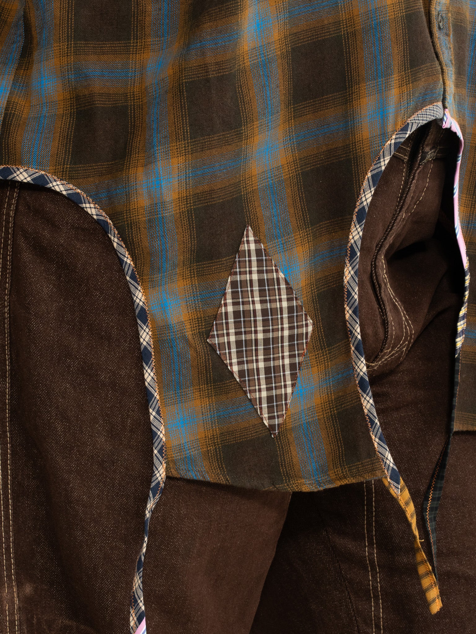 Tiberi - Brown and Blue Plaid Reworked Star Shirt (2X/3X)