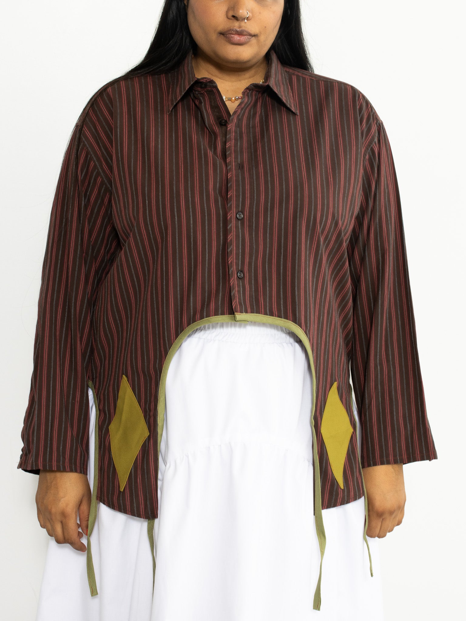 Tiberi - Brown Striped Reworked Star Shirt (1X)