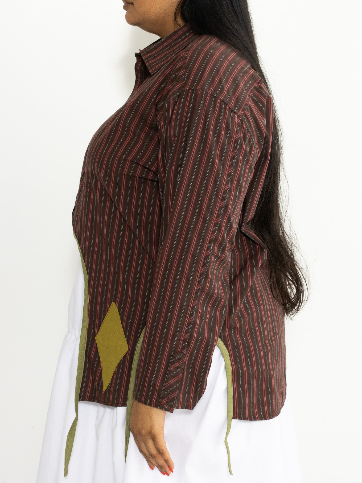 Tiberi - Brown Striped Reworked Star Shirt (1X)