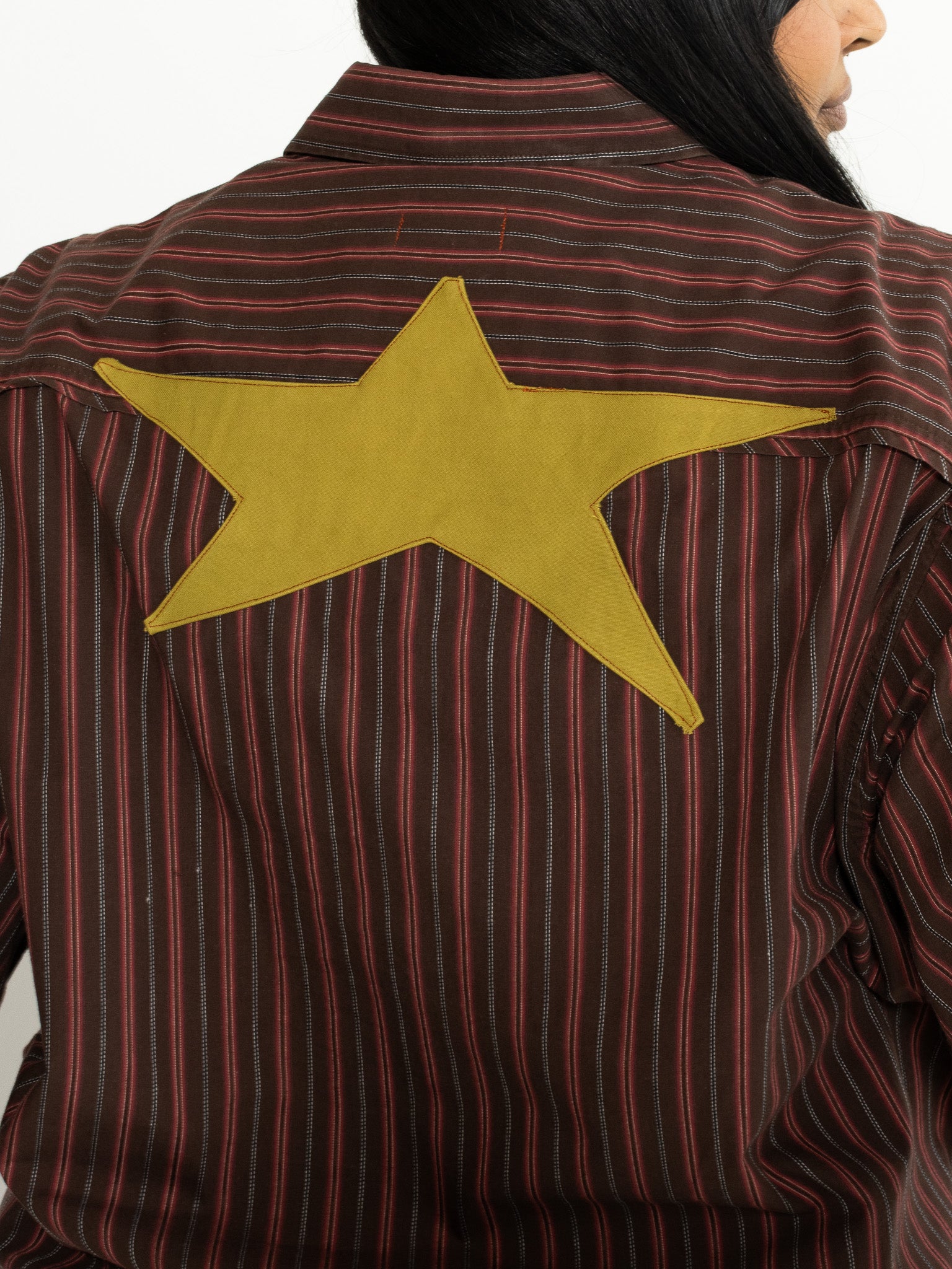 Tiberi - Brown Striped Reworked Star Shirt (1X)