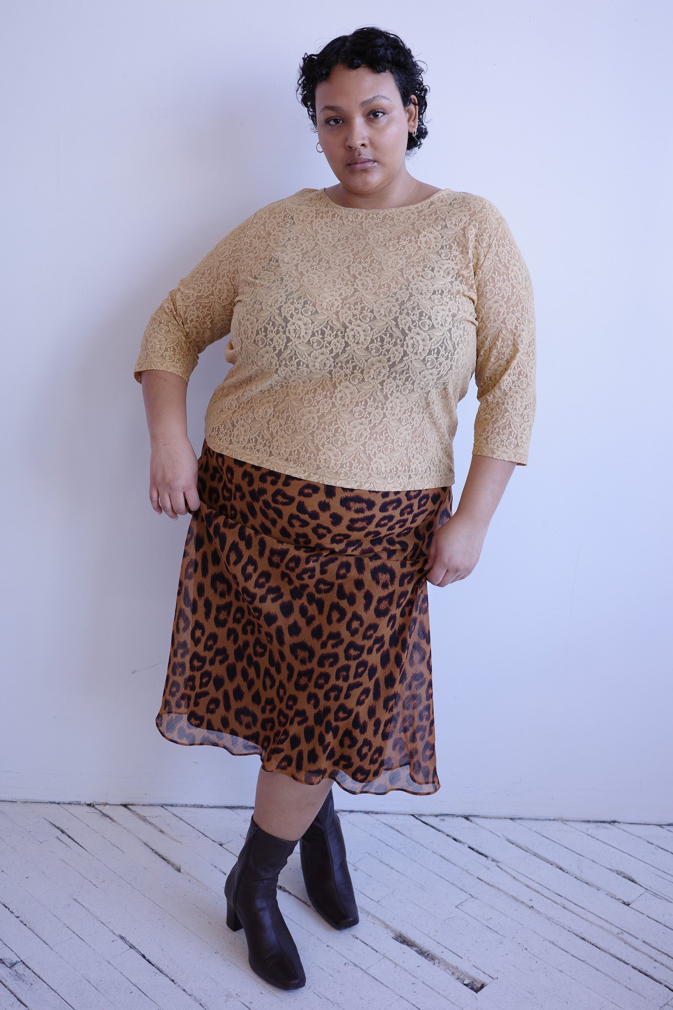 Vintage - Leopard Print Bias Skirt (2X)