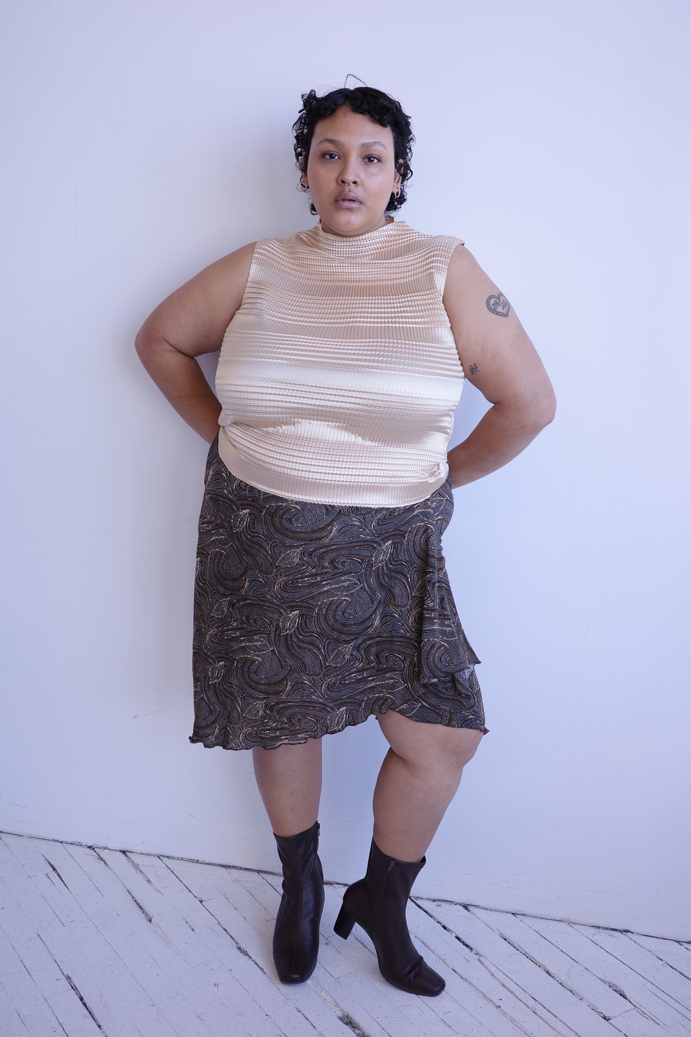 Vintage - Brown and Gold Metallic Skirt (1X/2X)