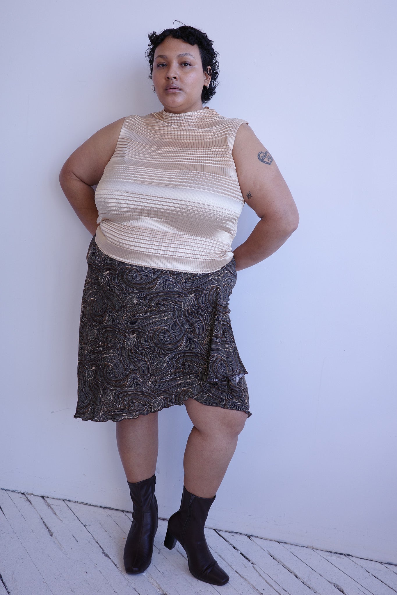 Vintage - Brown and Gold Metallic Skirt (1X/2X)