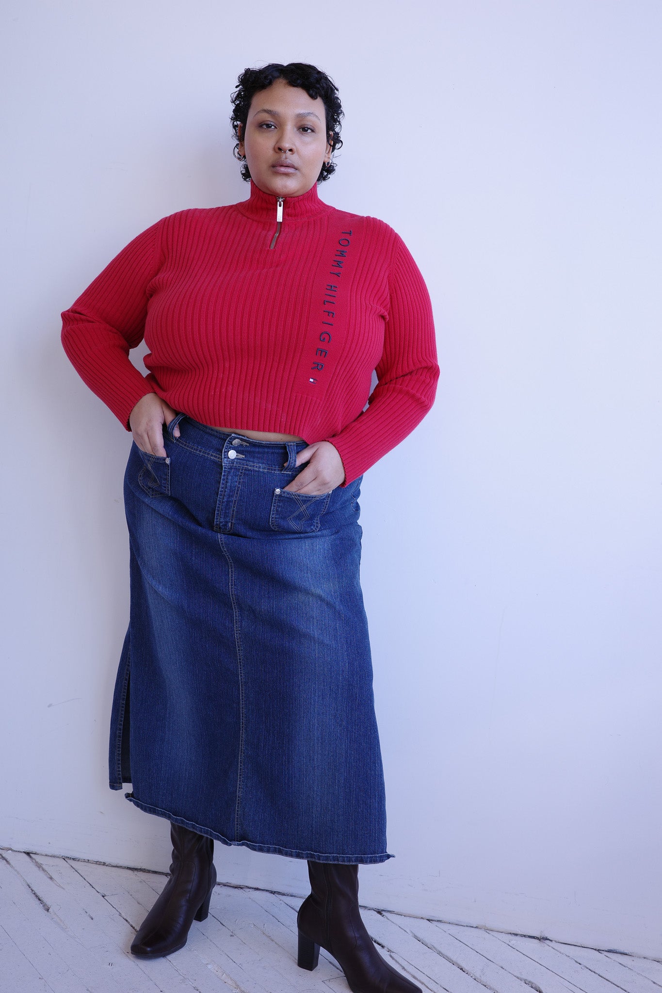 Vintage - Denim Maxi Skirt (2X)