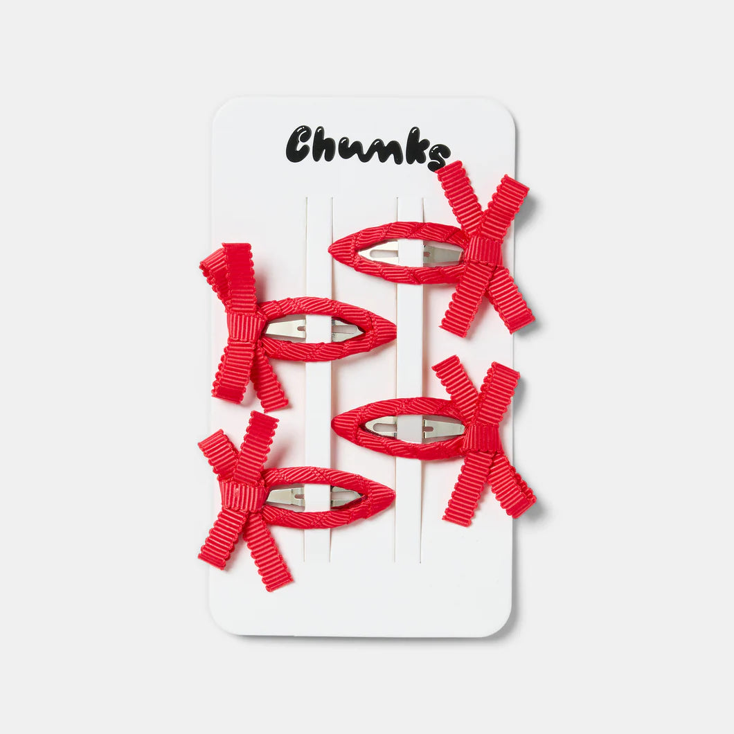 Chunks - Bow Snap Clips in Cherry
