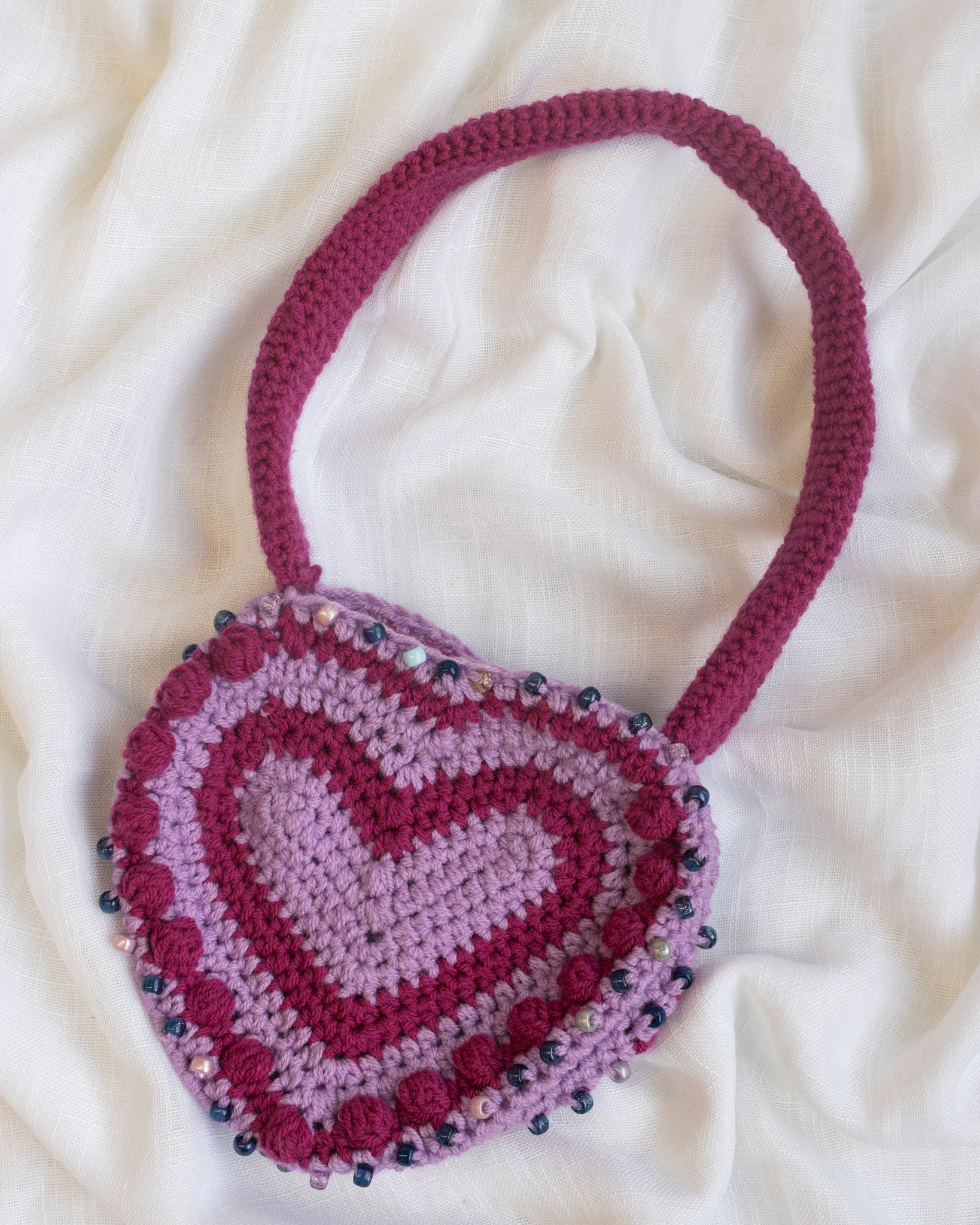 Flower Boy Ted - Purple Heart Crochet Purse