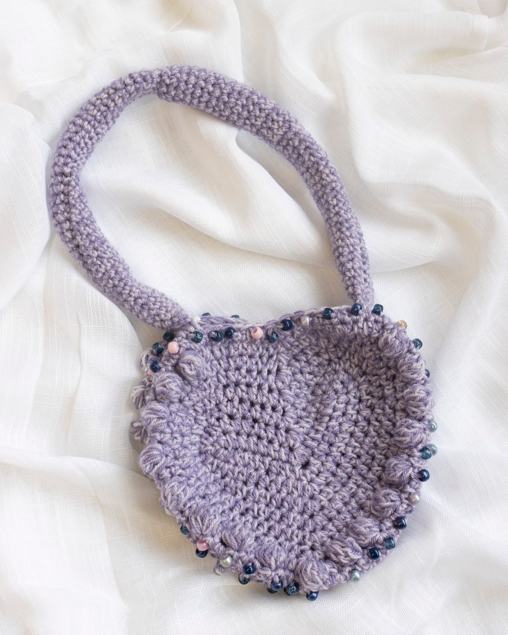 Flower Boy Ted - Lilac Crochet Heart Purse