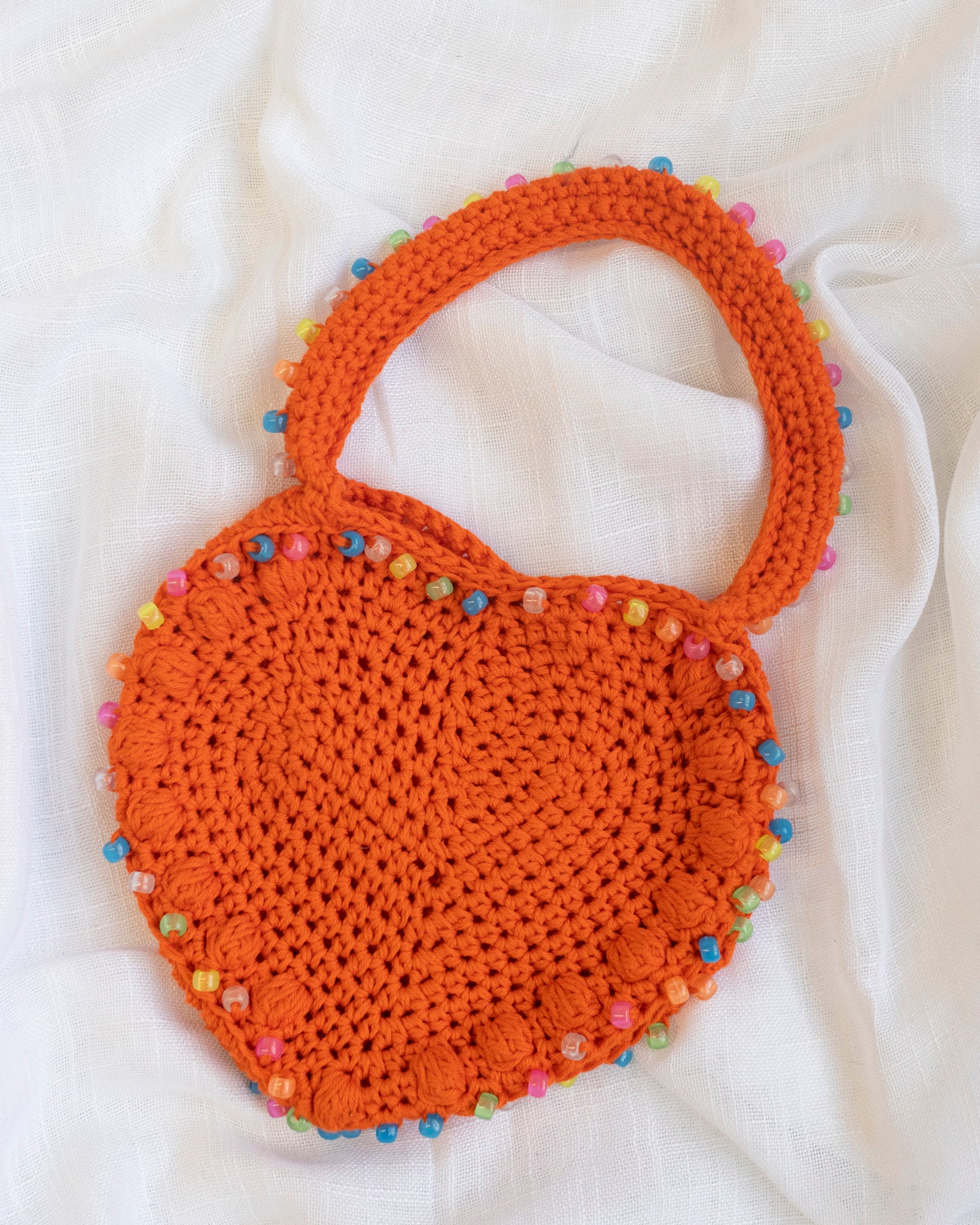 Flower Boy Ted - Orange Crochet Heart Purse