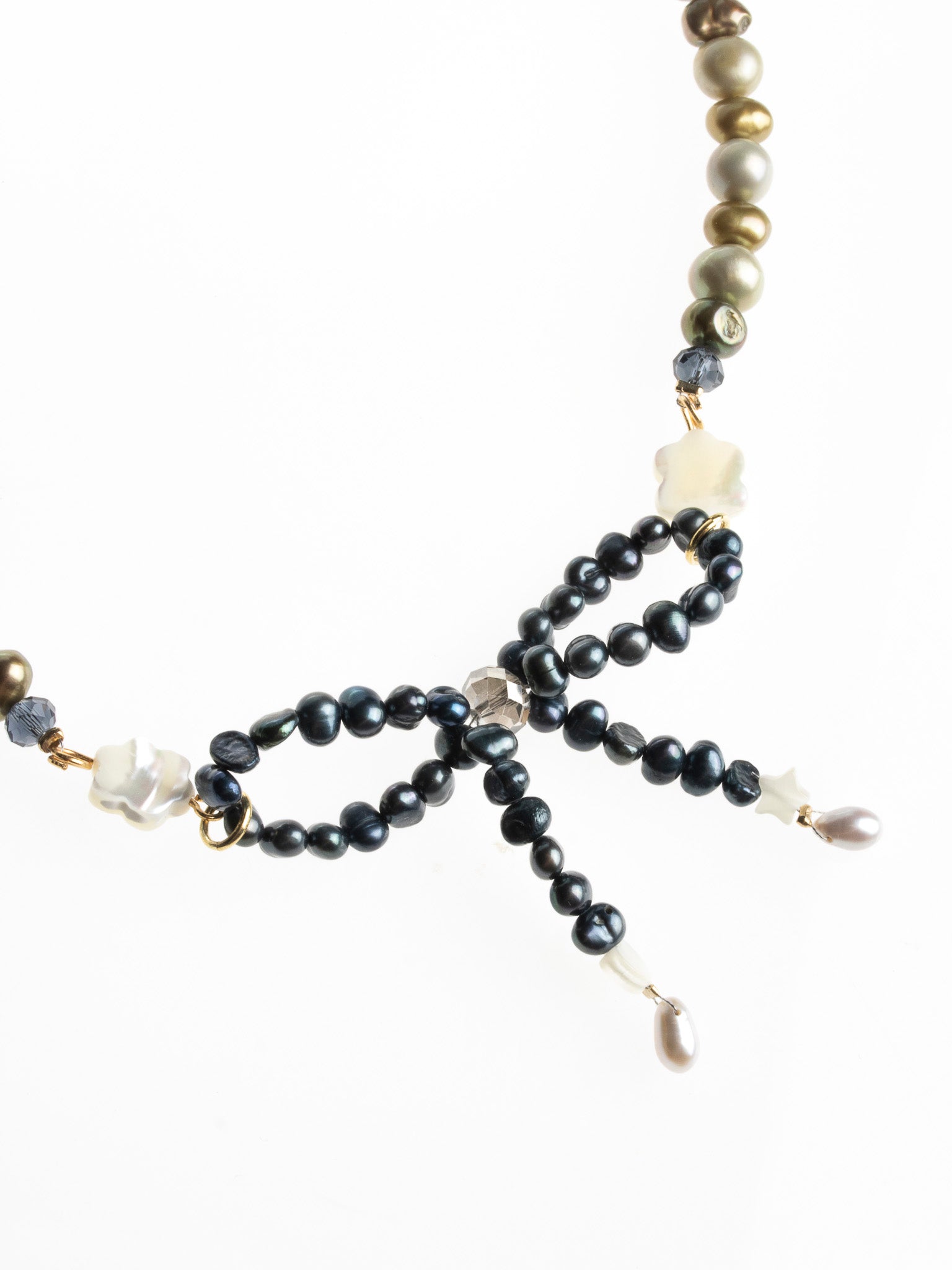 Jewels by Jewish Babe - Navy and Olive Bow Necklace