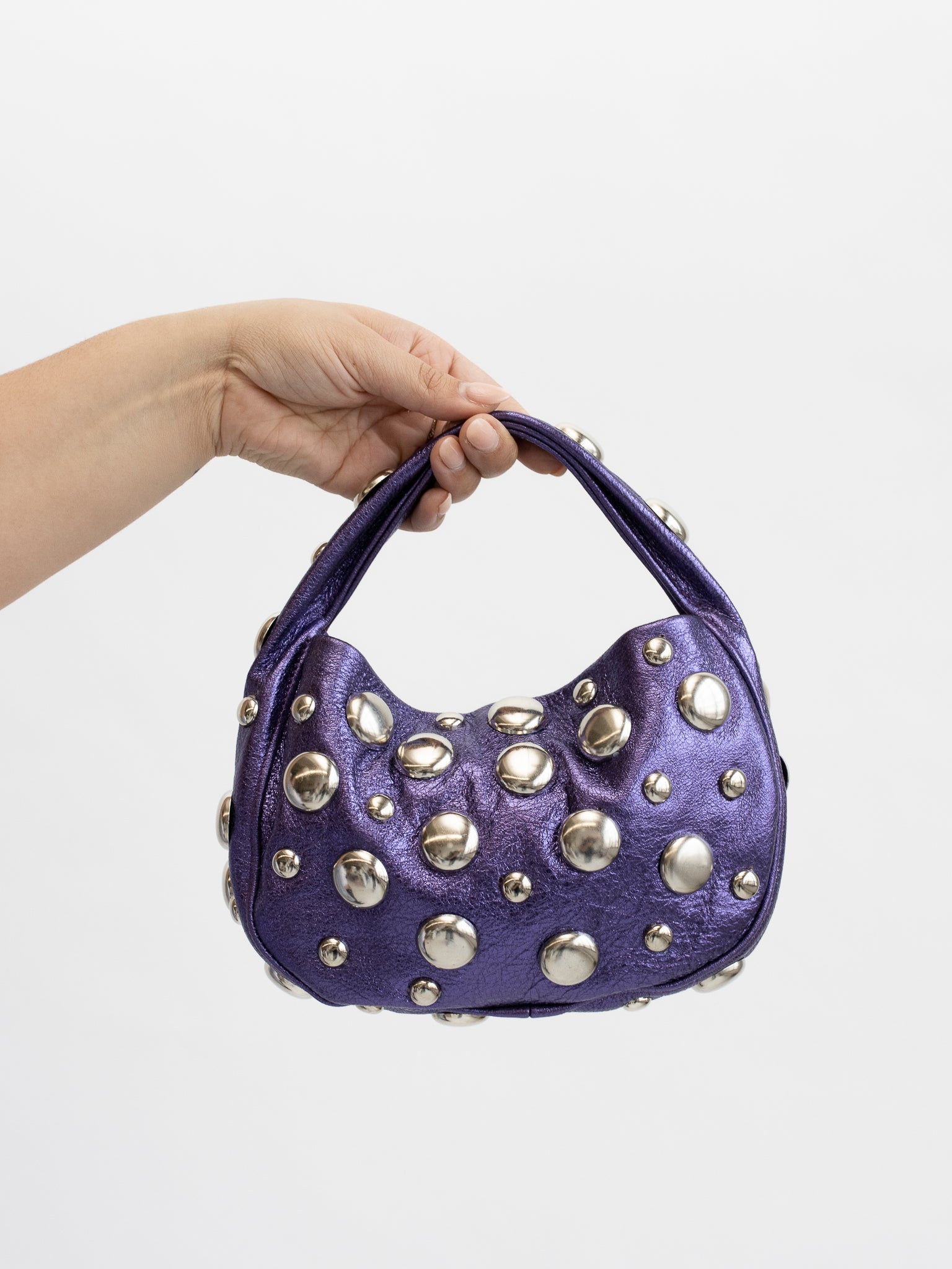 Danielle Bernard - Purple Bubble Stud Croissant Bag