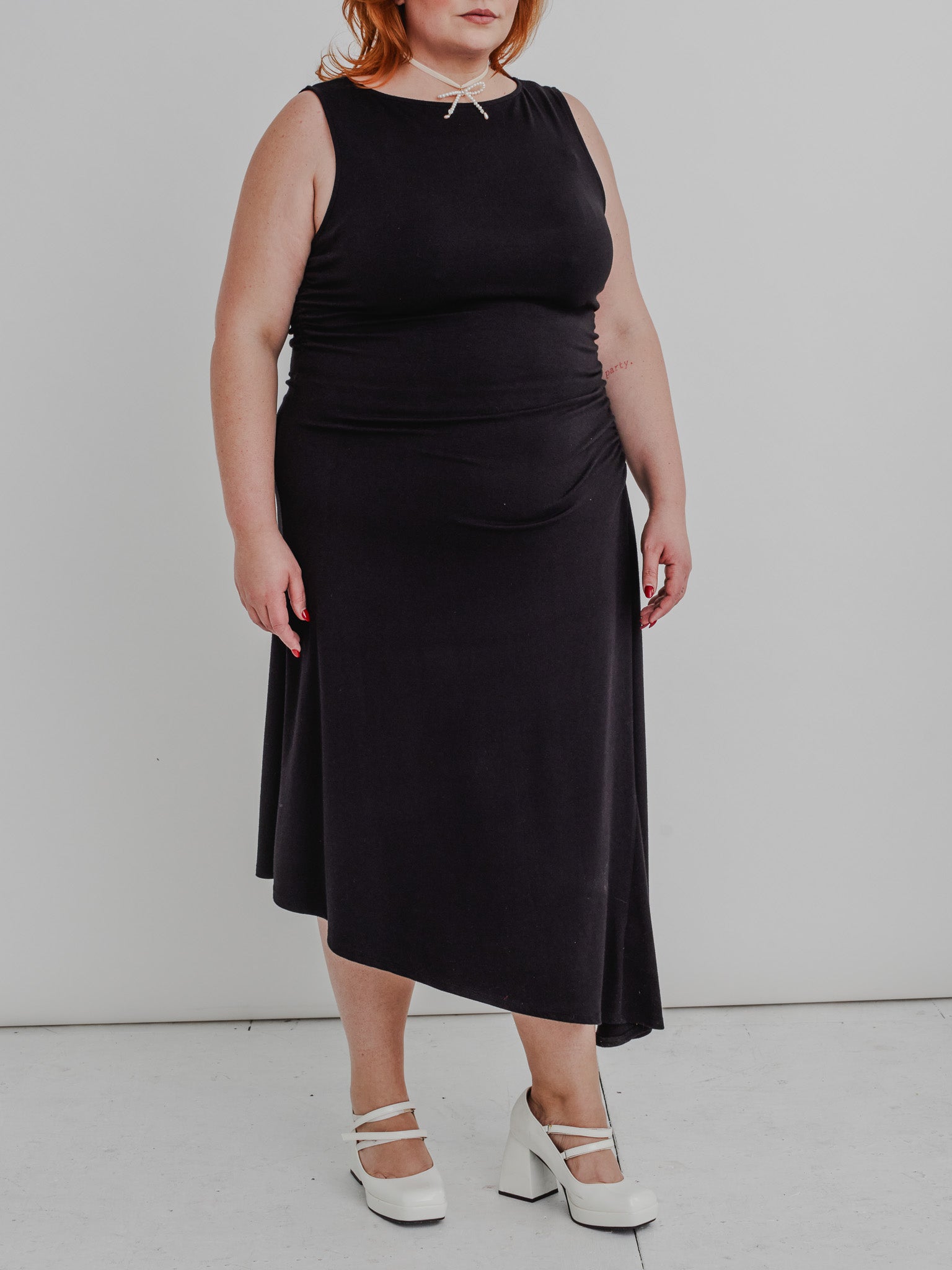 NLT - Black Asymmetrical Midi Dress