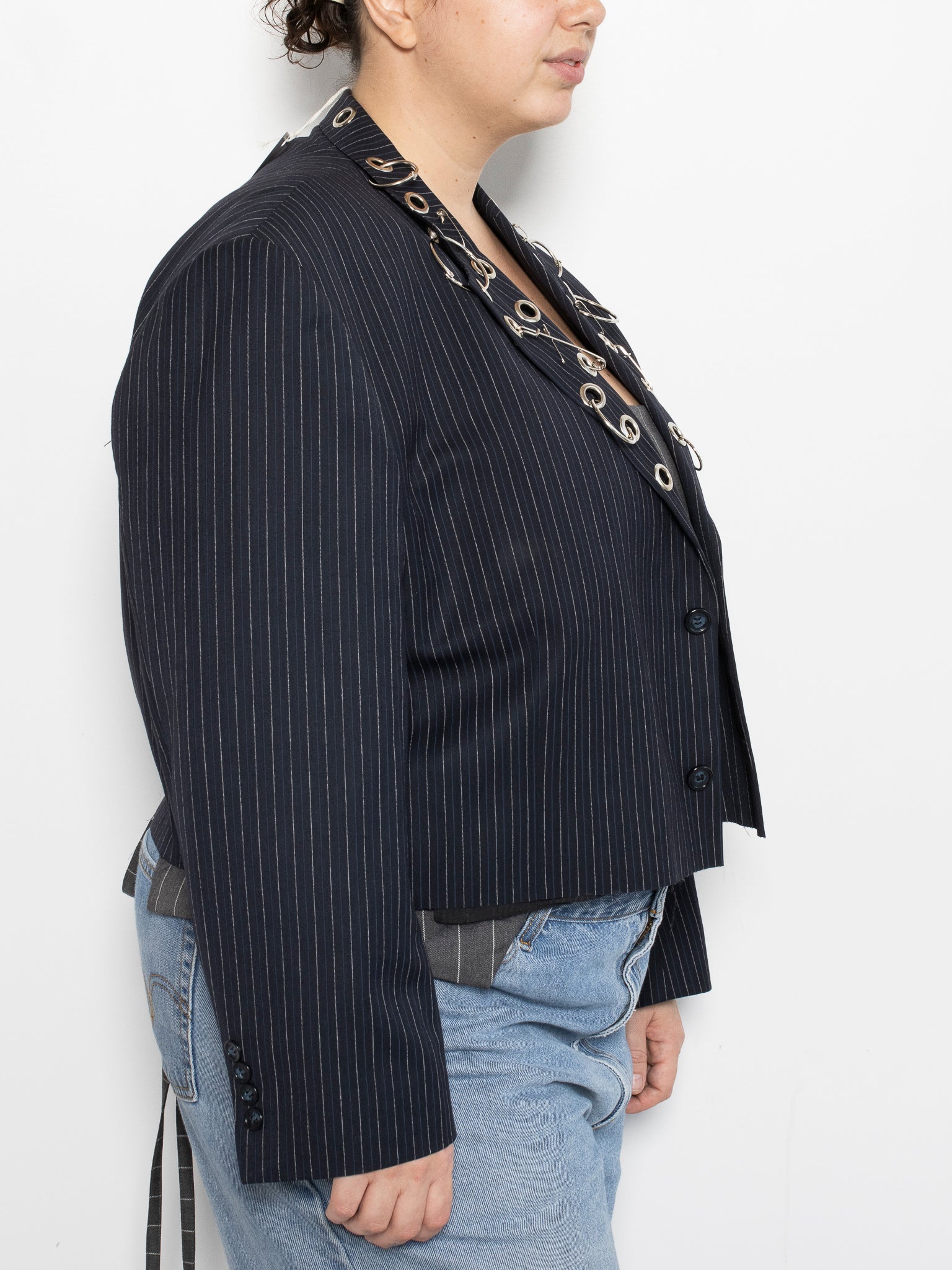 Shop Journal x BRZ - Embellished Pinstripe Hardware Blazer (2X)