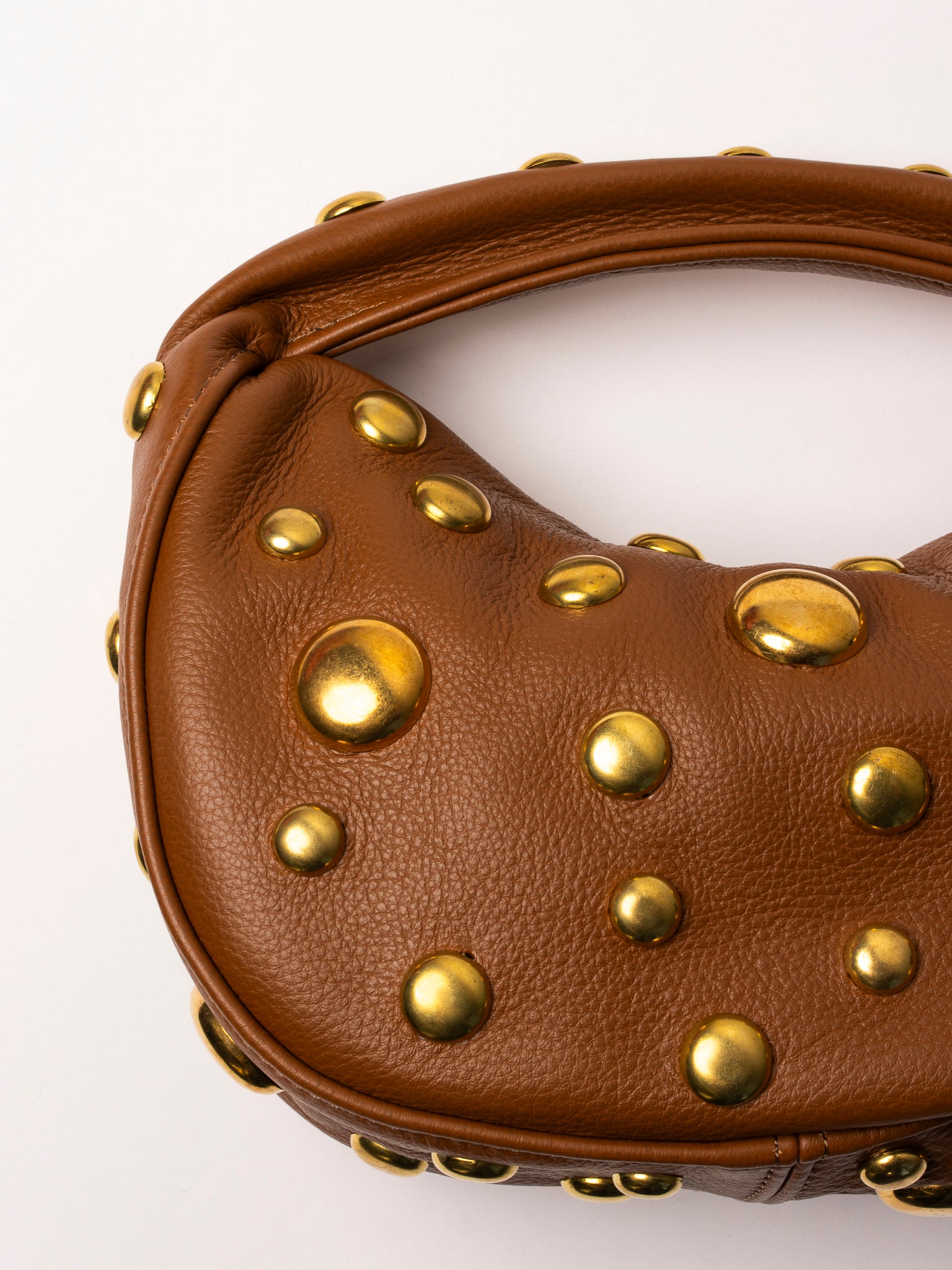 Danielle Bernard - Brown Leather Gold Stud Bag